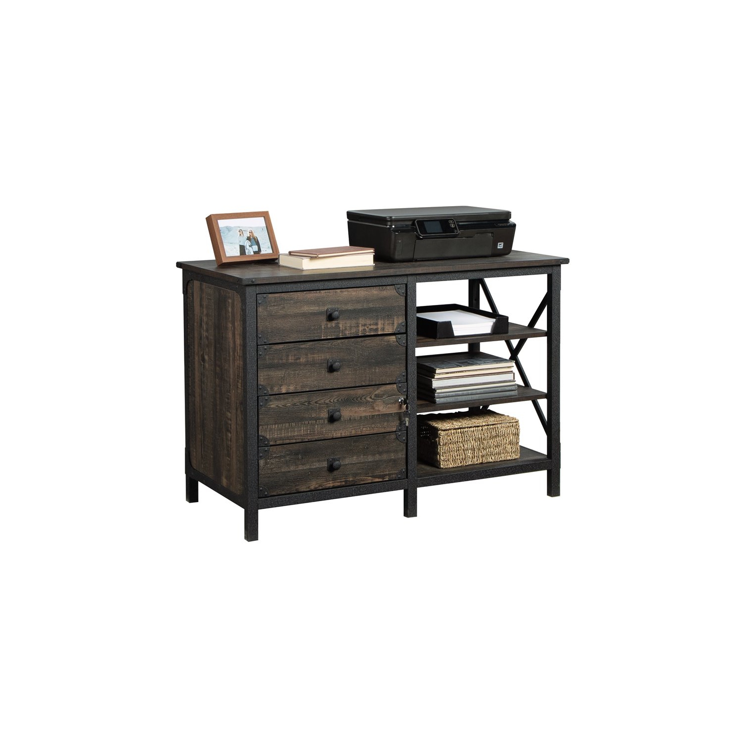 Petit bahut Pemberly Row en bois d’ingénierie et chêne carbone