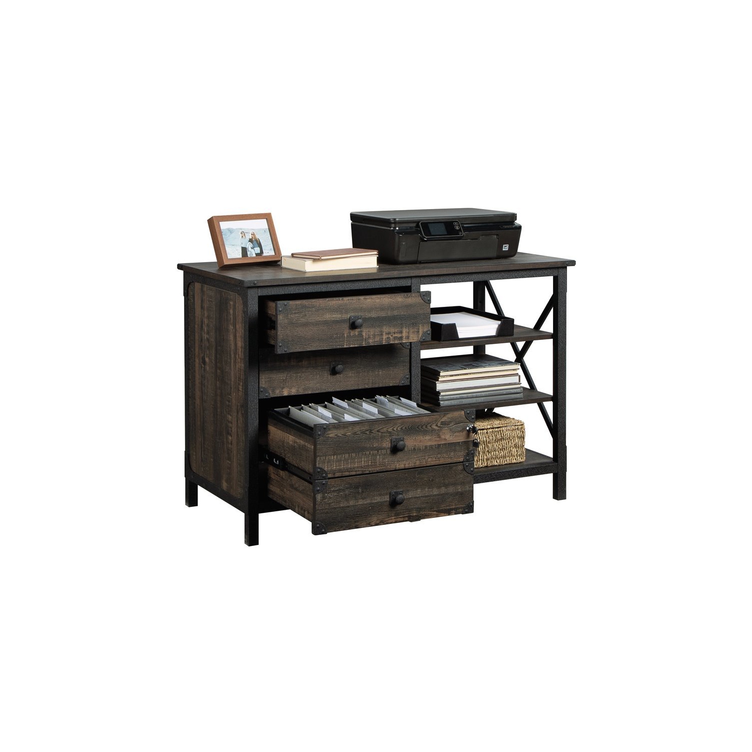 Petit bahut Pemberly Row en bois d’ingénierie et chêne carbone