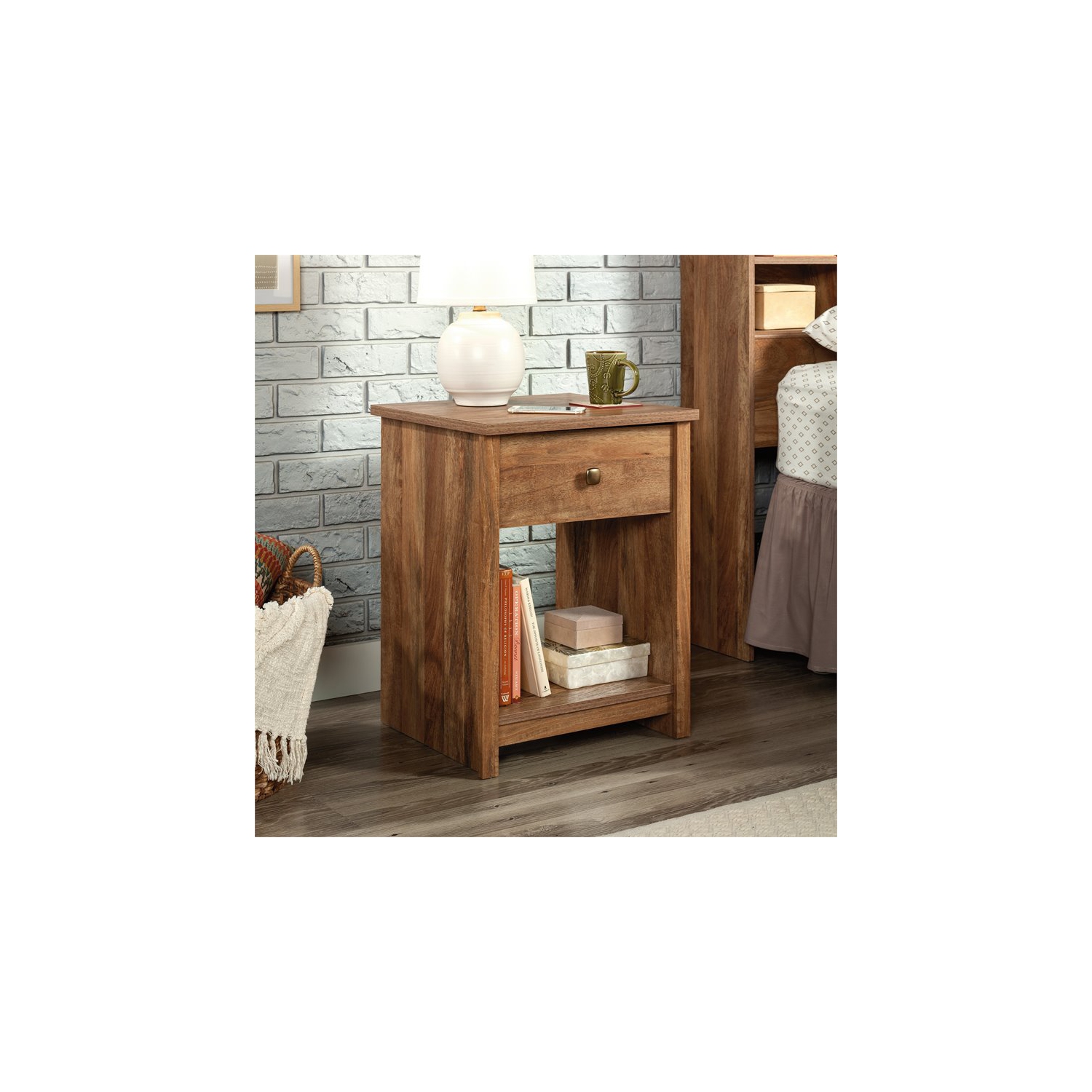 Pemberly Row 1 Drawer Wooden Nightstand in Sindoori Mango