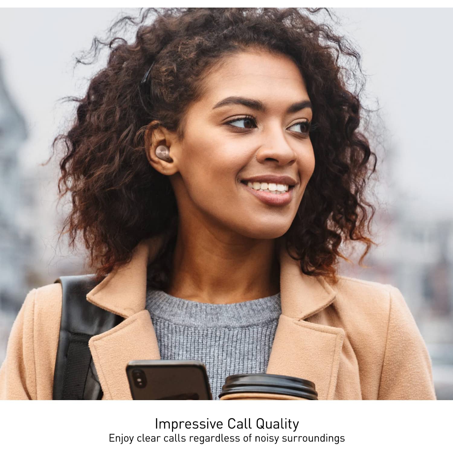 Écouteurs sans fil avec 4 tailles d'embouts en silicone or rose