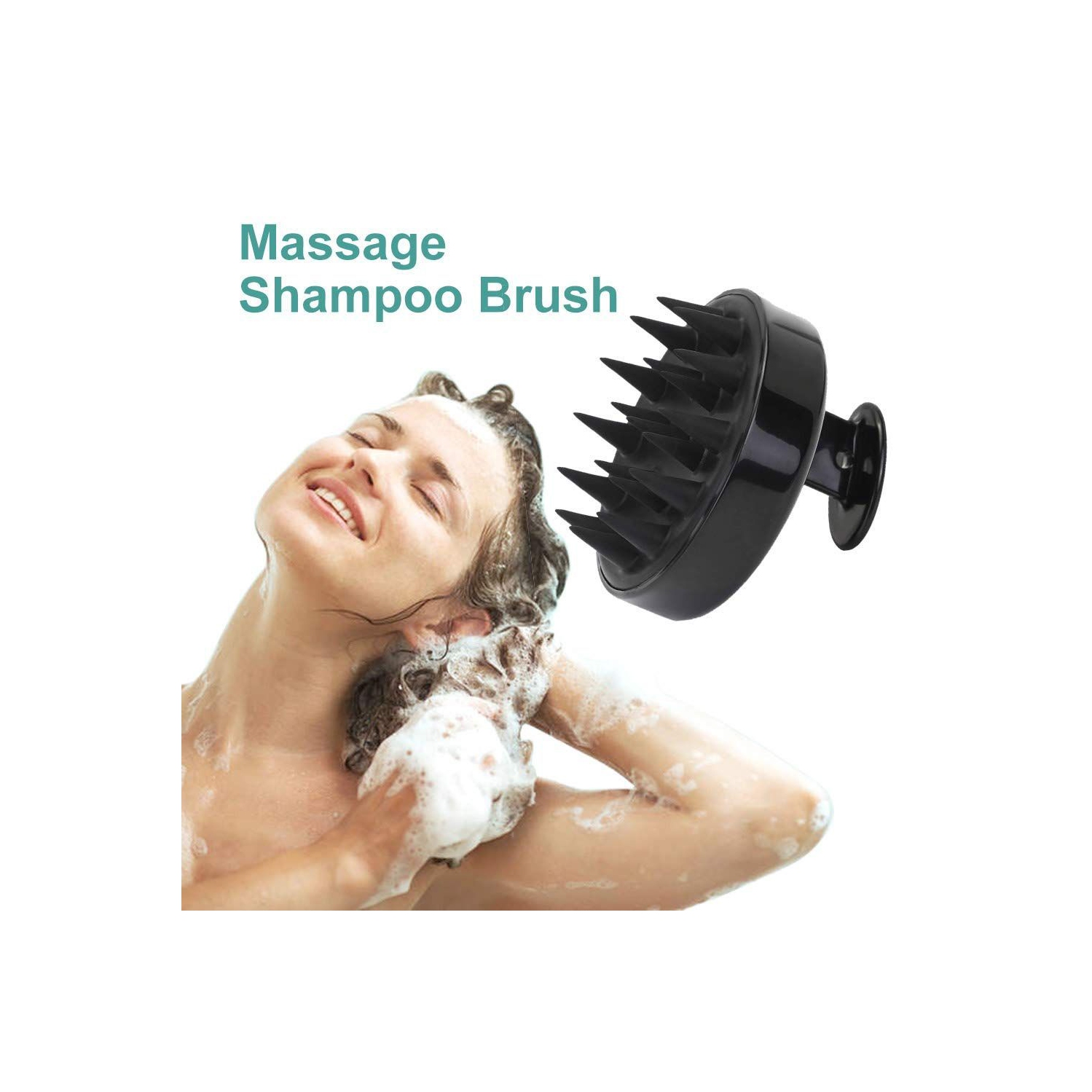 2Pcs Hair Scrub Black Scalp Massager Hair Brush Use as Shower Brush for All Hair Types, Women, Men, Children, and Pets