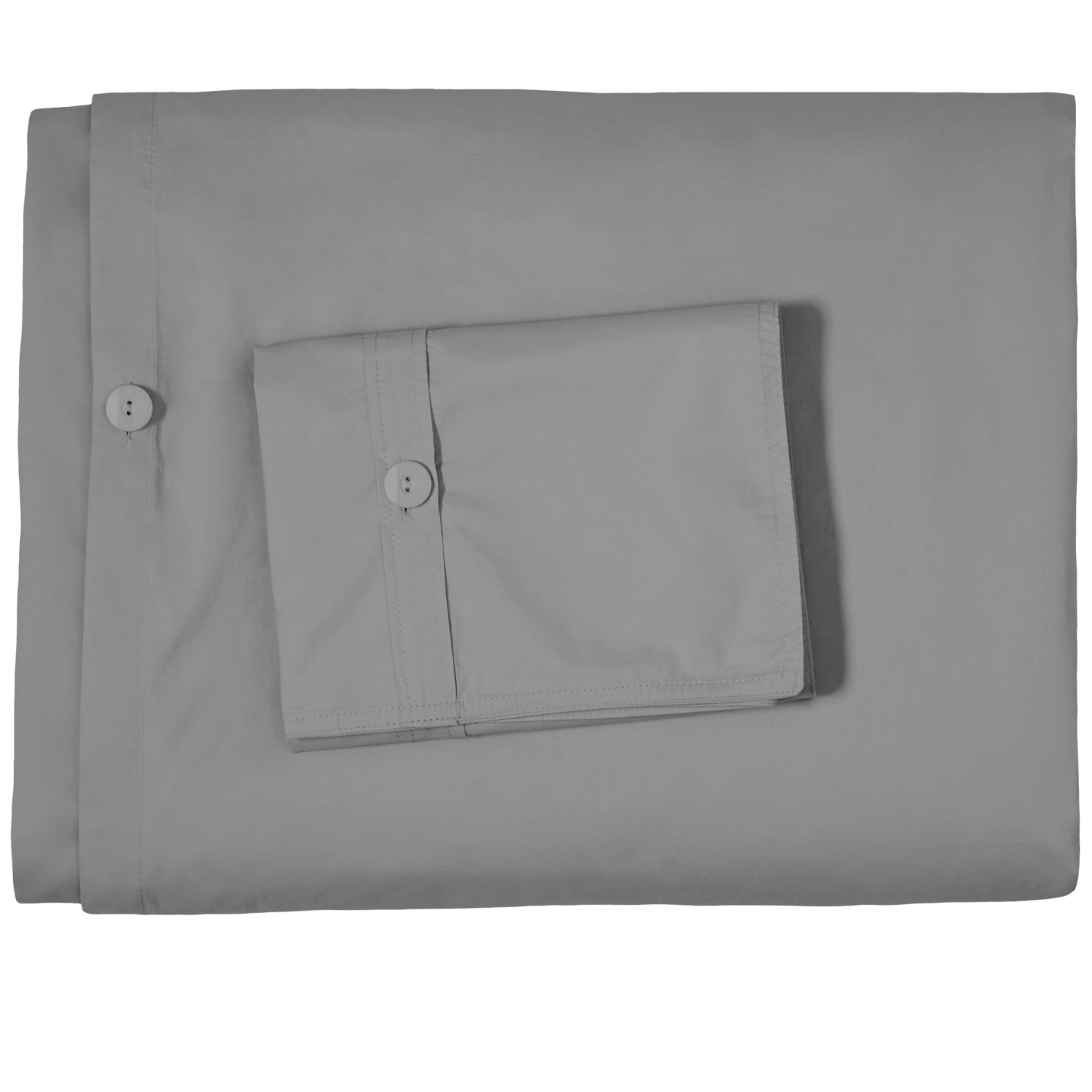 ENS. Housse de douillette 100 % coton biologique Bare Home - tissage percale Crisp - Gris léger et respirable, lit double/grand lit
