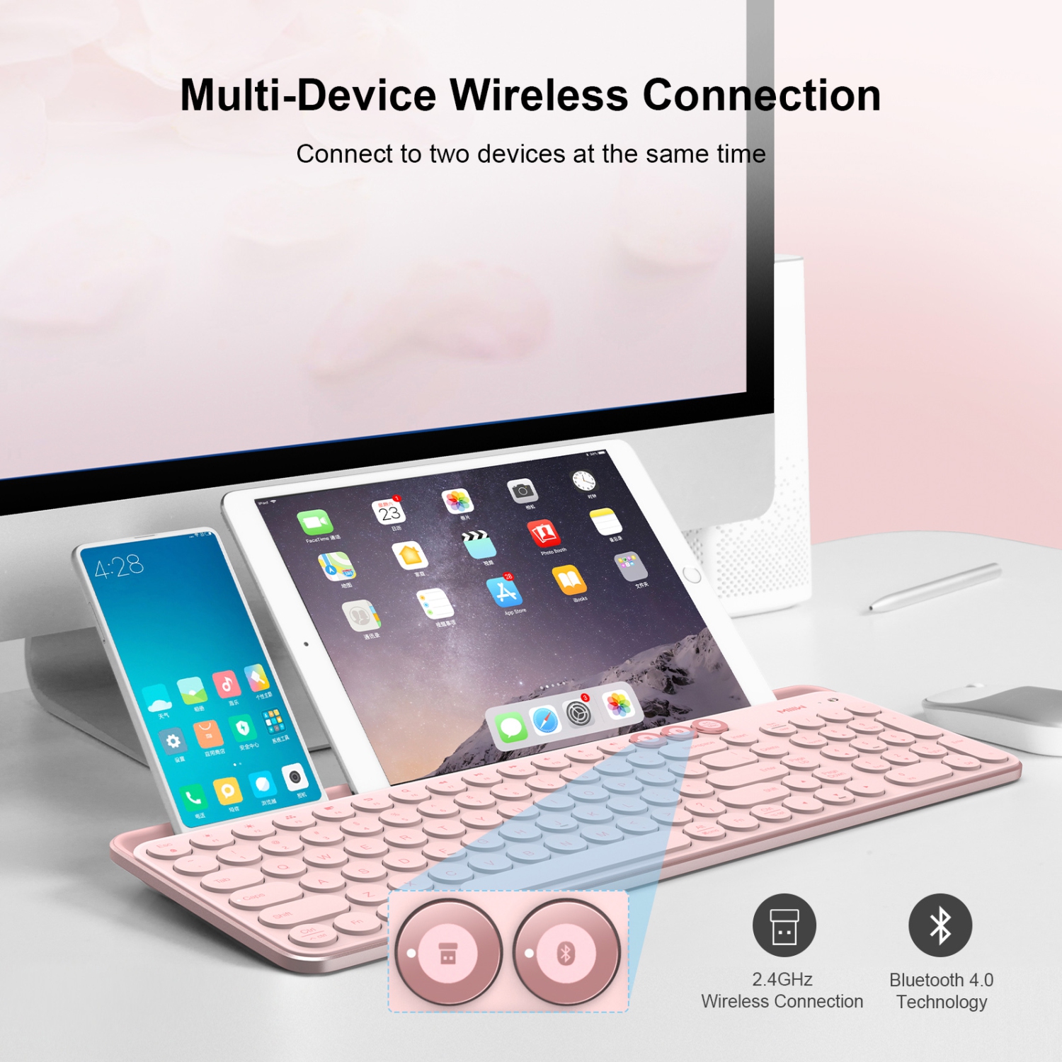 Clavier Bluetooth Dual Mode MIIIW K02 - Rose Sakura