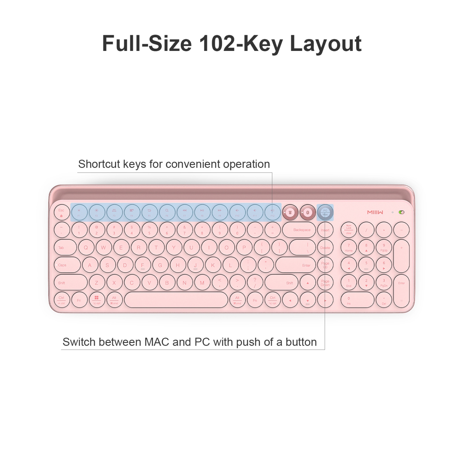 Clavier Bluetooth Dual Mode MIIIW K02 - Rose Sakura