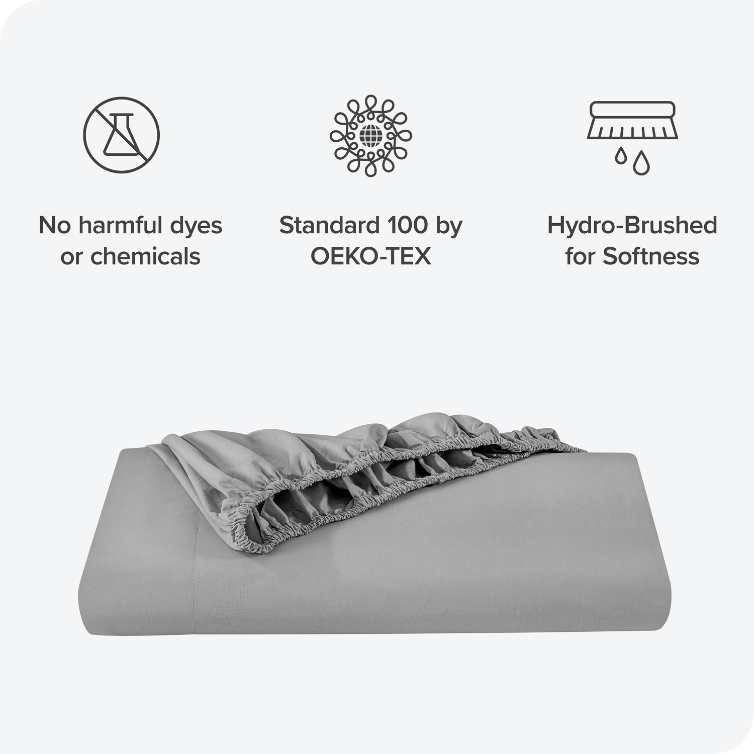 Drap-housse 100 % coton biologique Bare Home - tissage percale Crisp - léger et respirant - Gris pâle, simple TG