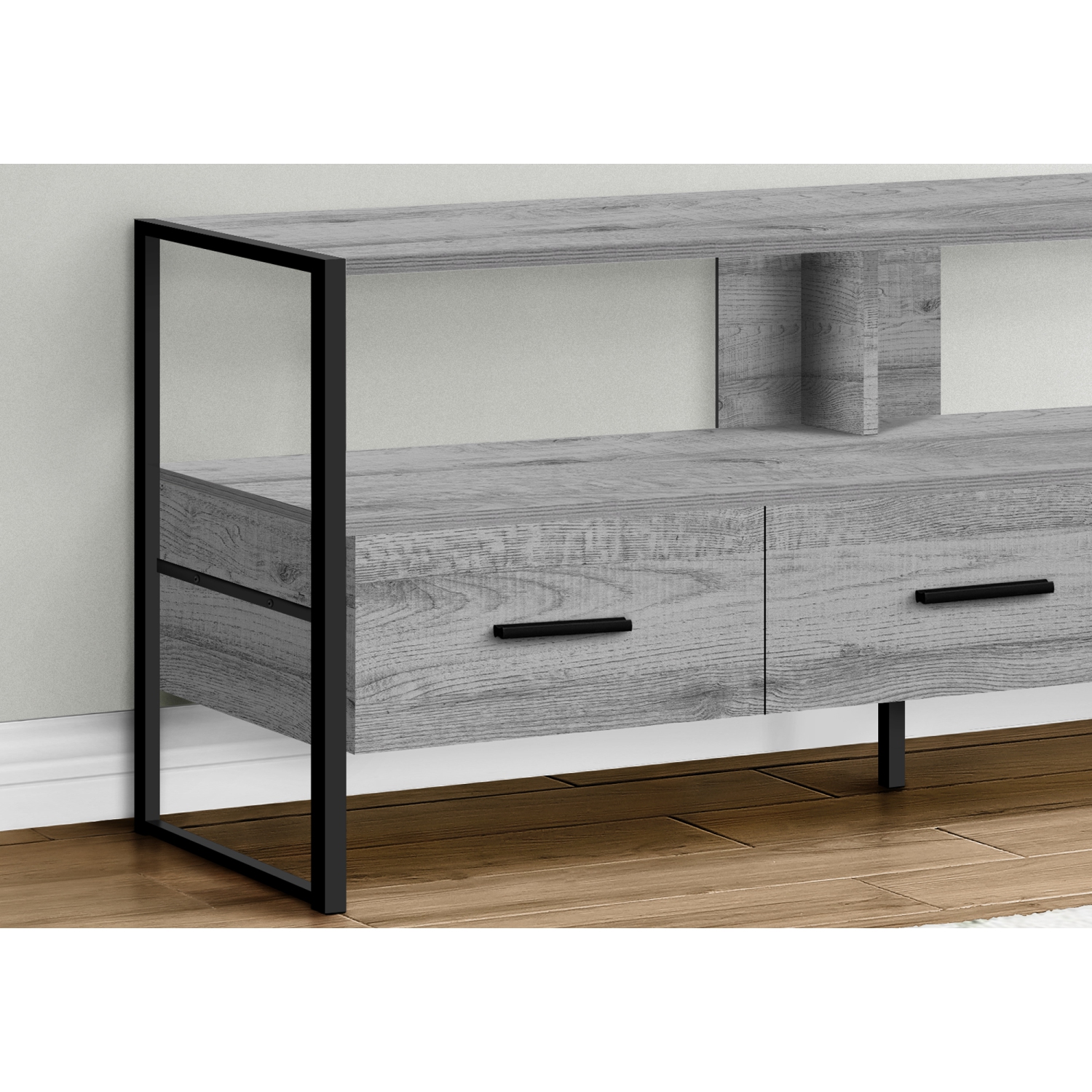 Monarch Specialties I 2617 TV Stand 48"L Grey Black Metal