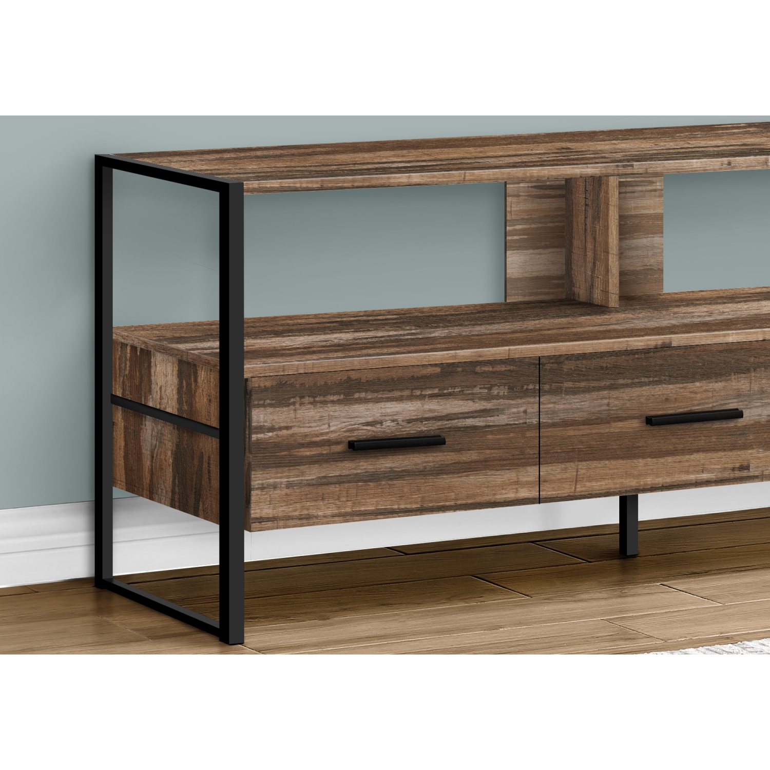 Monarch Specialties I 2619 TV Stand 48"L Brown Reclaimed Black Metal
