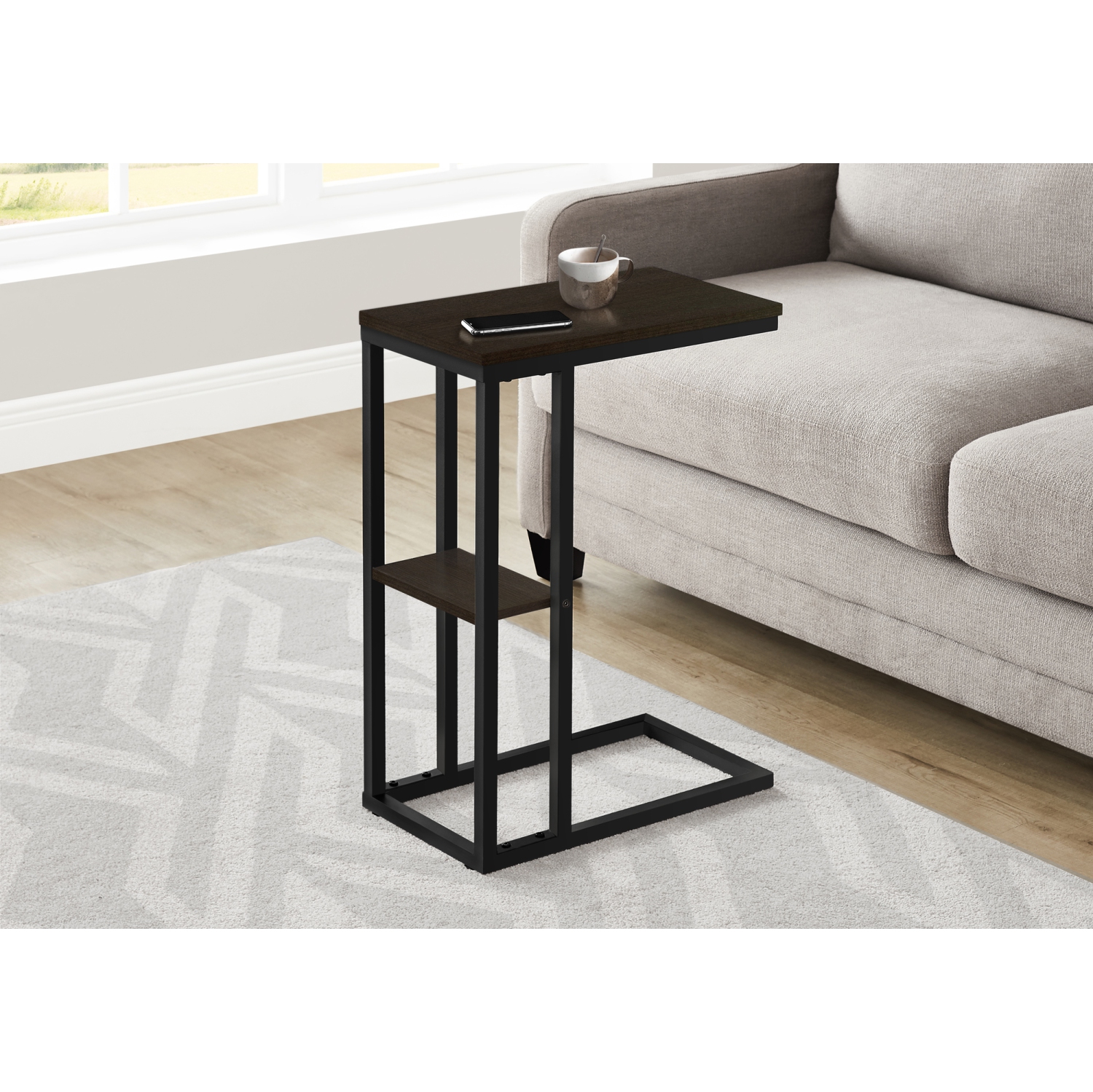 Monarch Specialties I 3670 Accent Table 25"H Espresso Black Metal