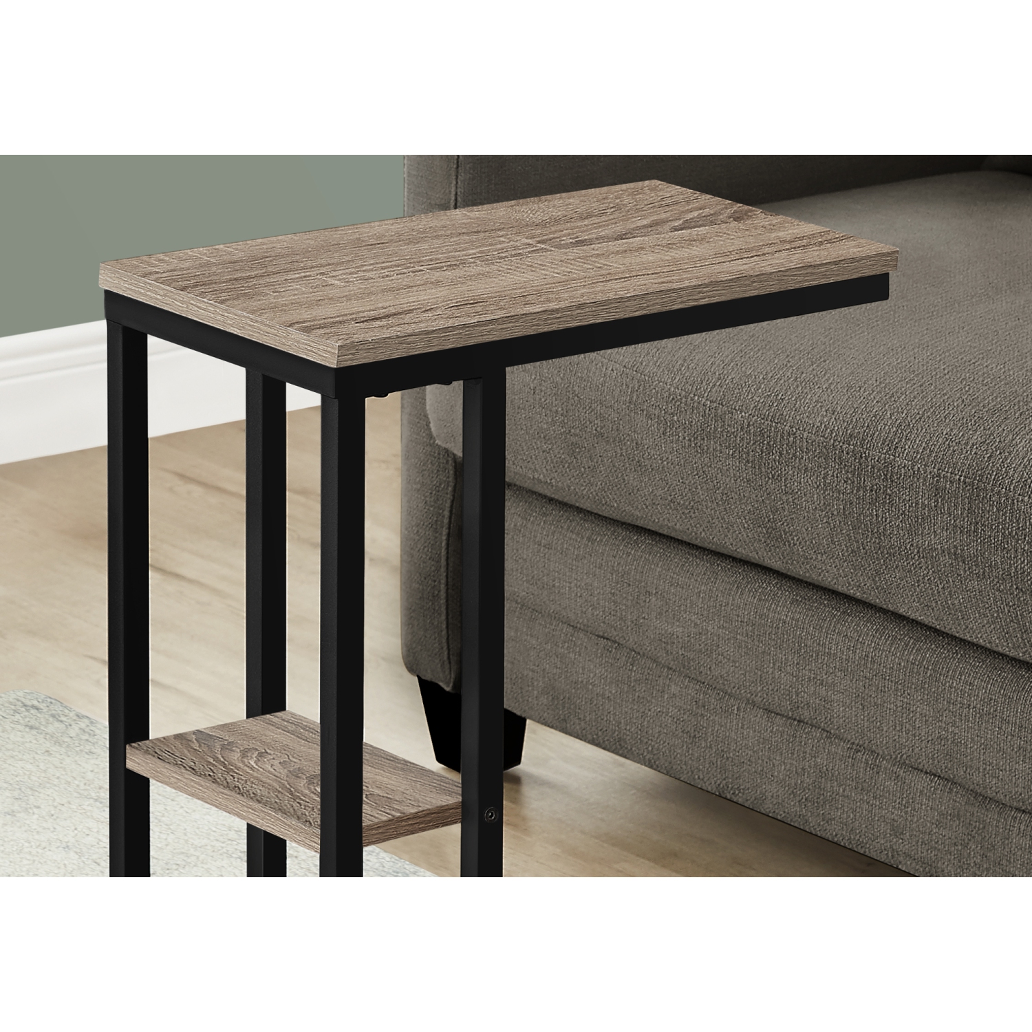 Monarch Specialties I 3672 Accent Table 25"H Dark Taupe Black Metal