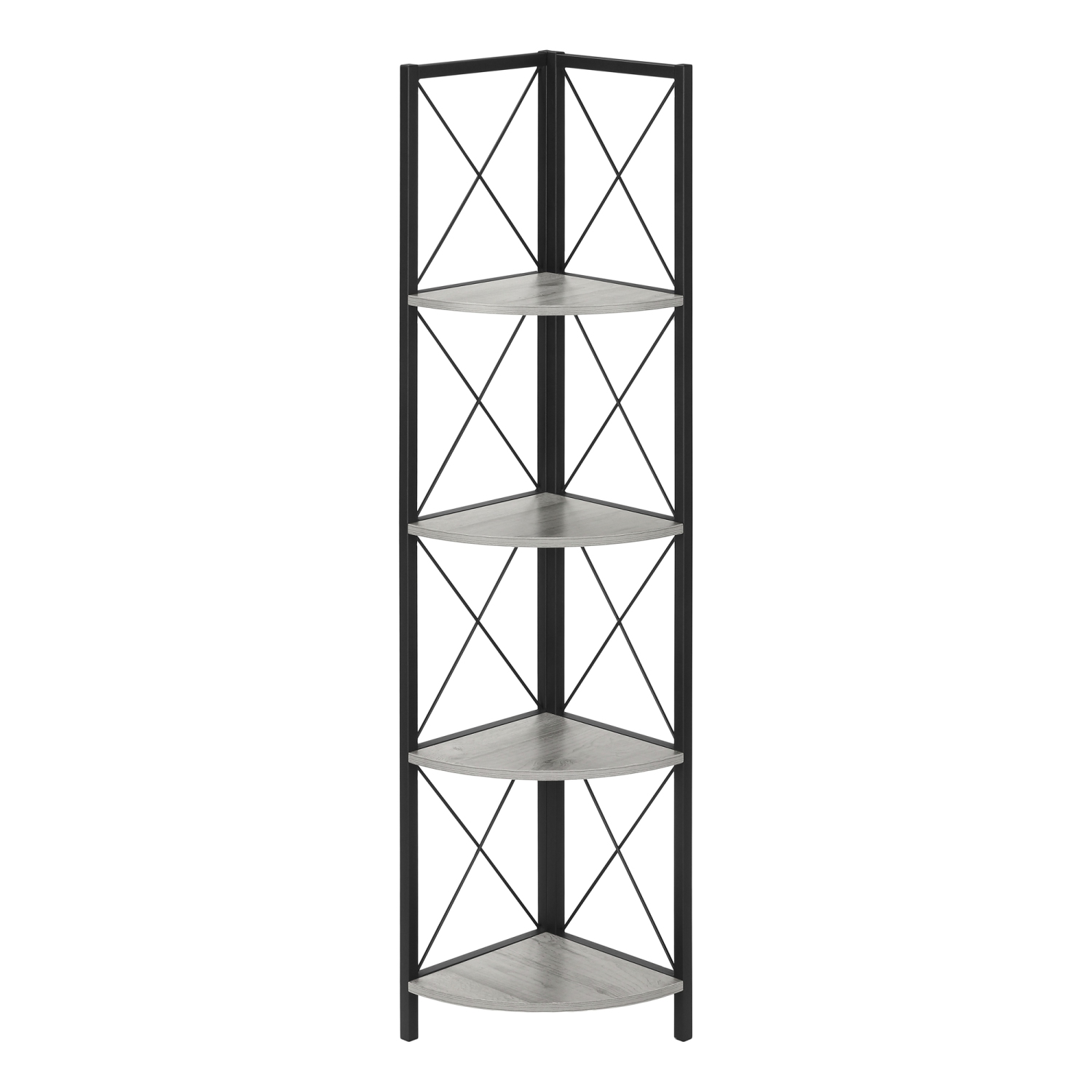 Monarch Specialties I 3647 Étagère 60"H Gris Métal Noir En Coin