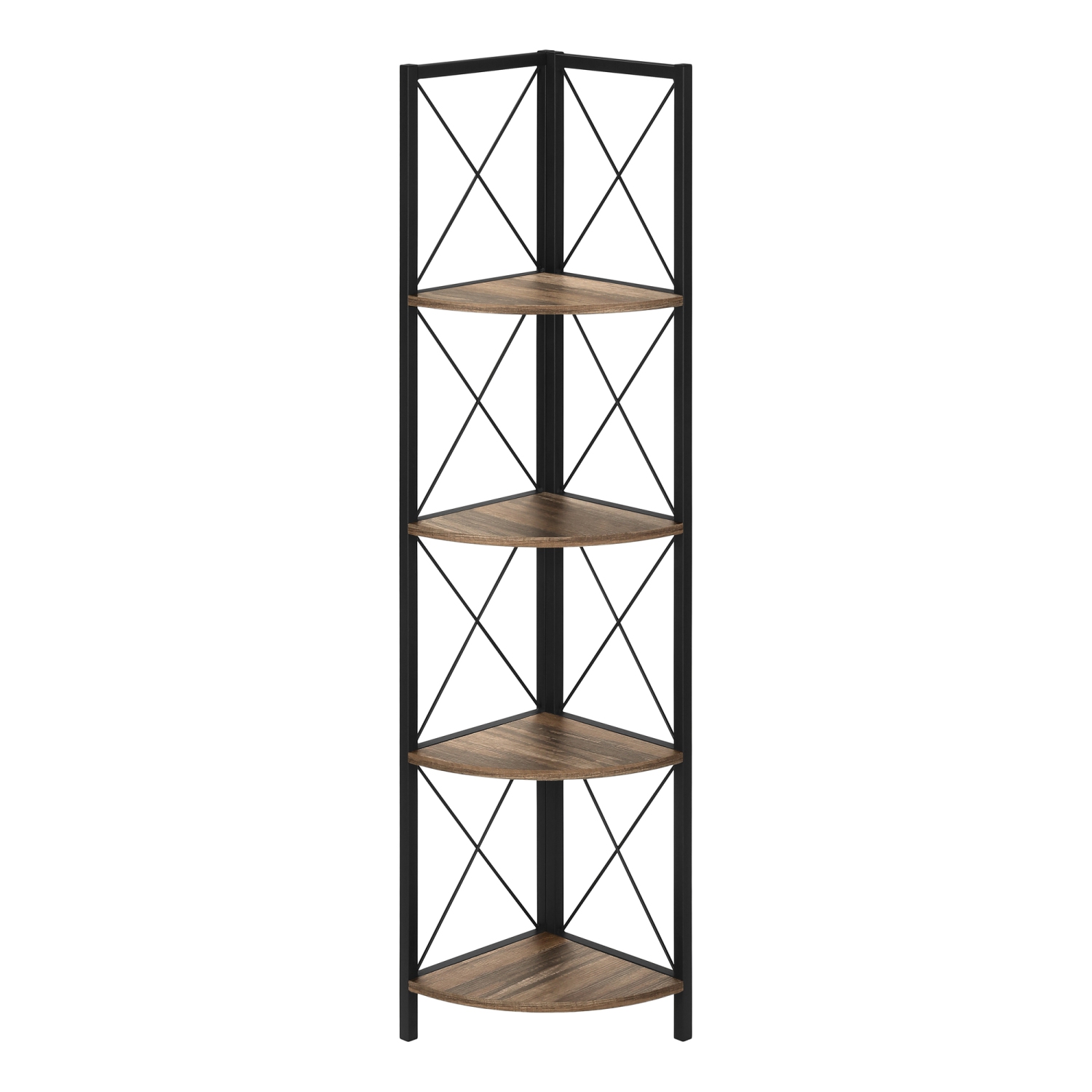 Monarch Specialties I 3646 Étagère 60"H Faux Bois Brun Métal Noir En Coin