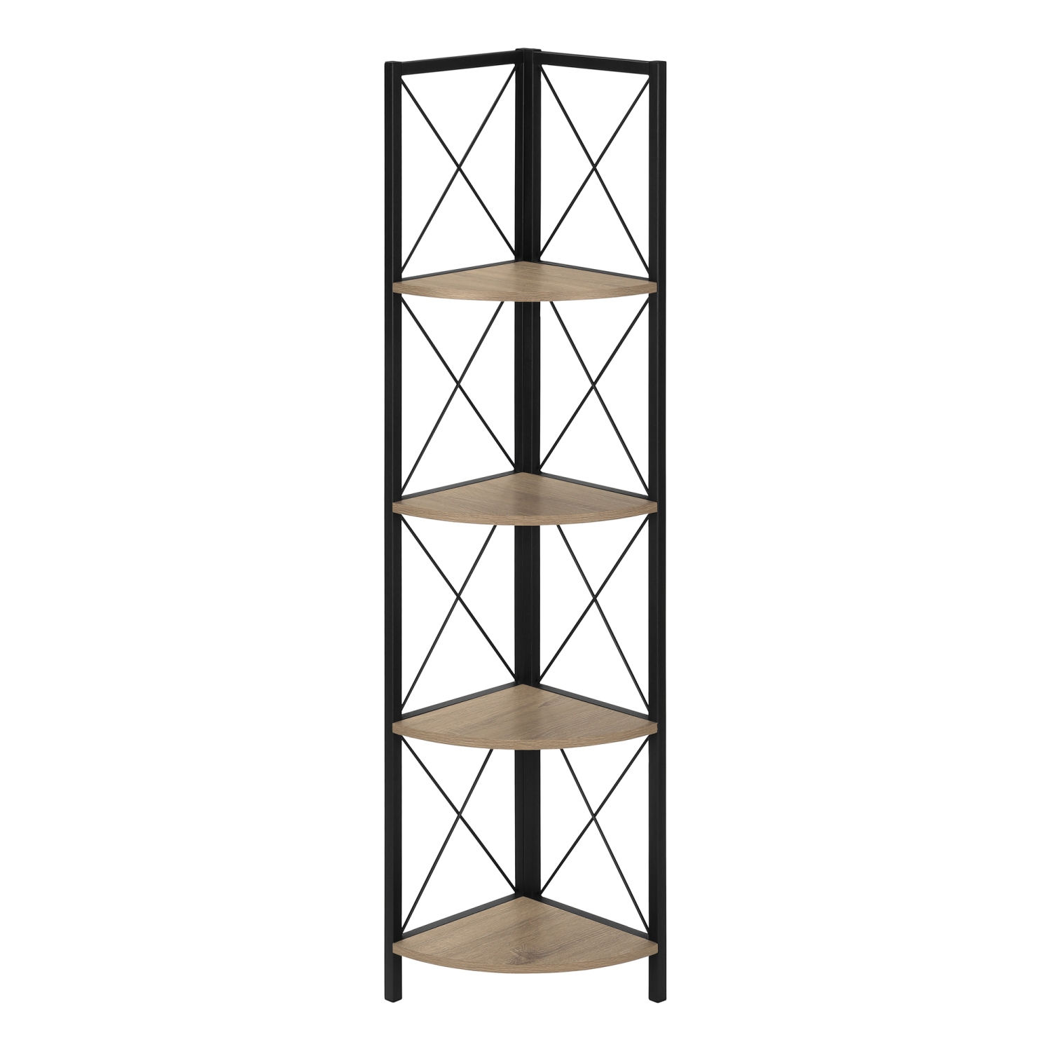 Monarch Specialties I 3648 Étagère 60"H Taupe Fonce Métal Noir En Coin