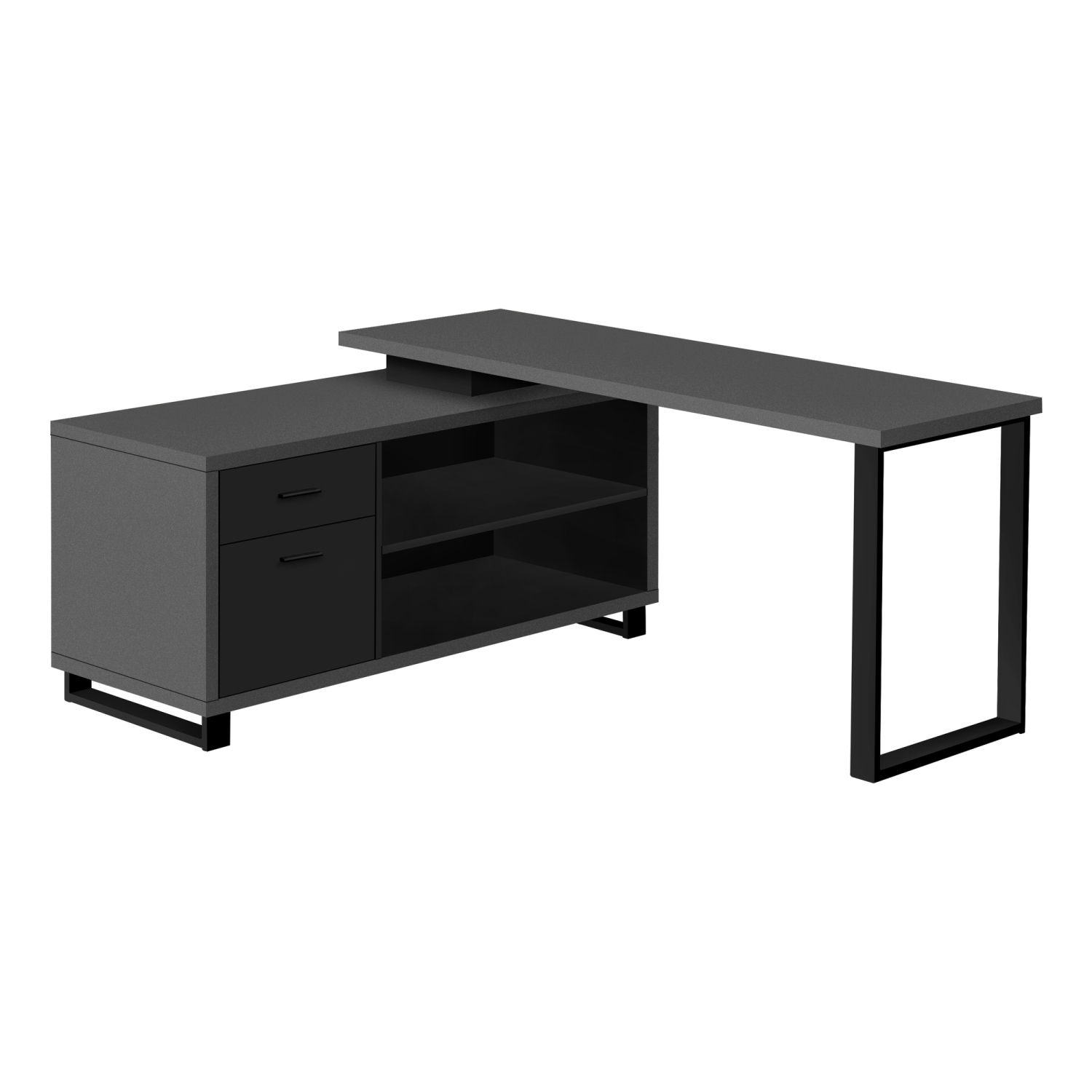 Monarch Specialties I 7715 Computer Desk 72"L Modern Grey Black Executive Corner