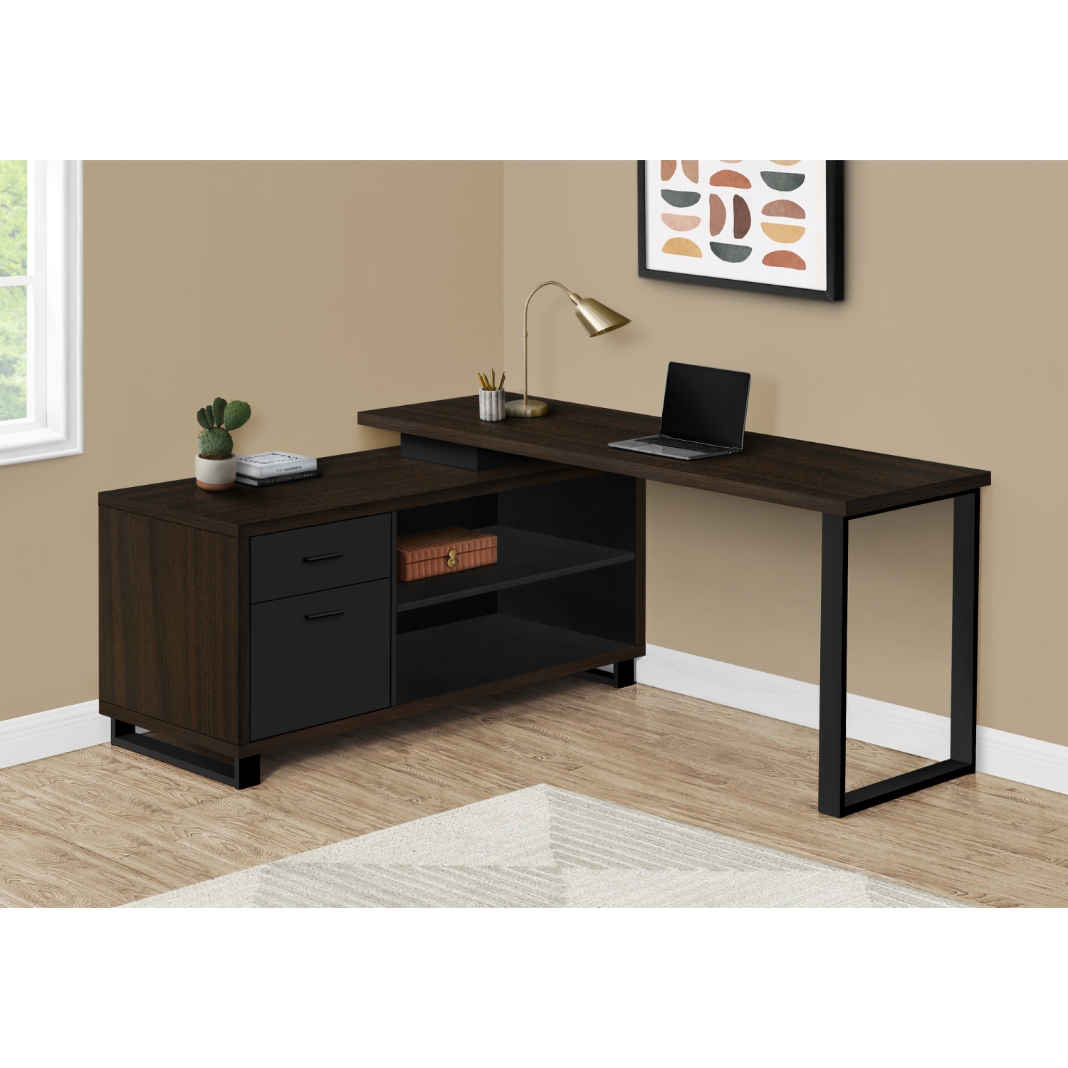 Monarch Specialties I 7710 Computer Desk 72"L Espresso Black Executive Corner