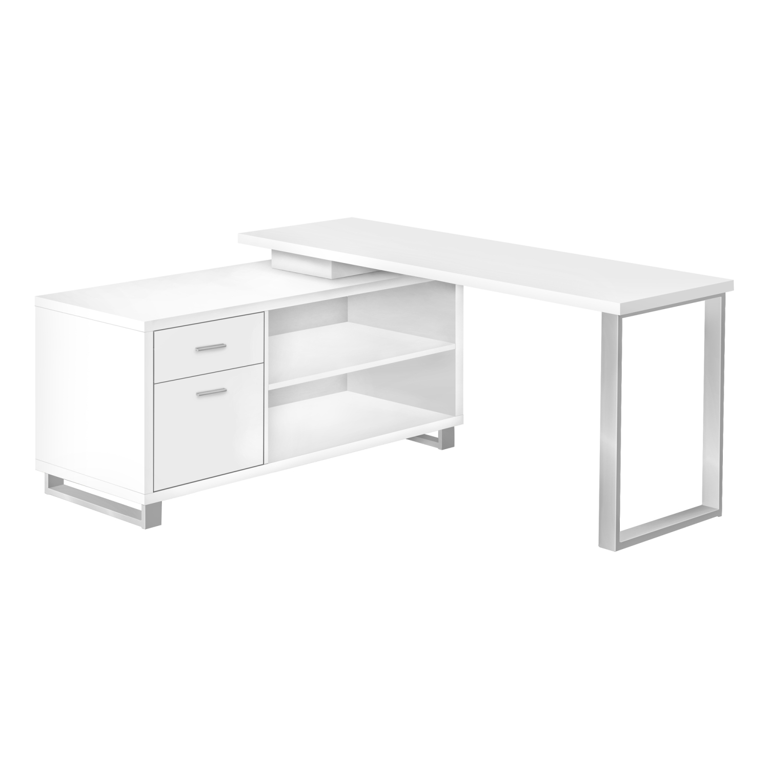 Monarch Specialties I 7716 Computer Desk 72"L White Silver Executive Corner