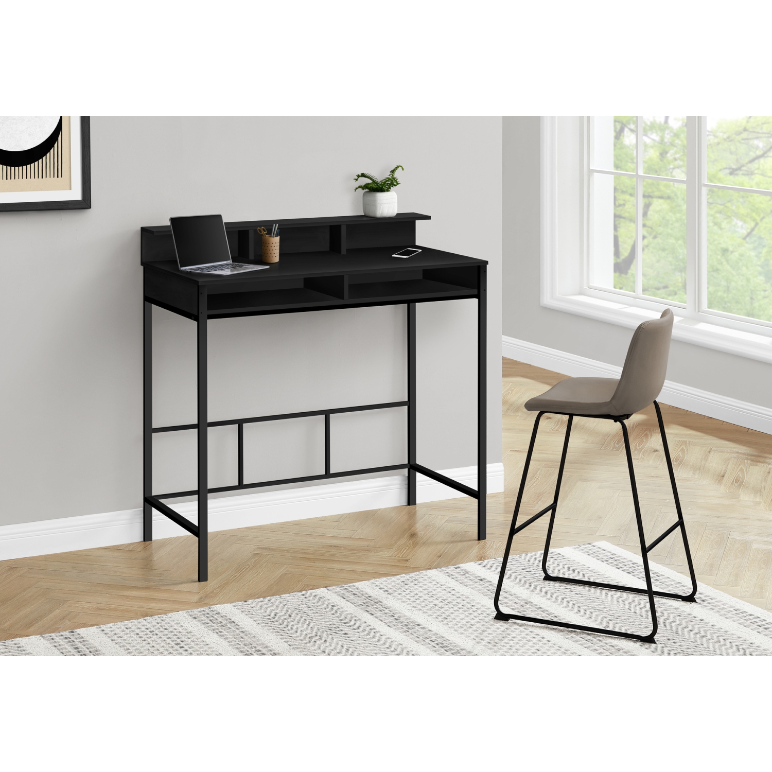 Monarch Specialties I 7700 Bureau 48"L Noir Métal Noir Hauteur Debout