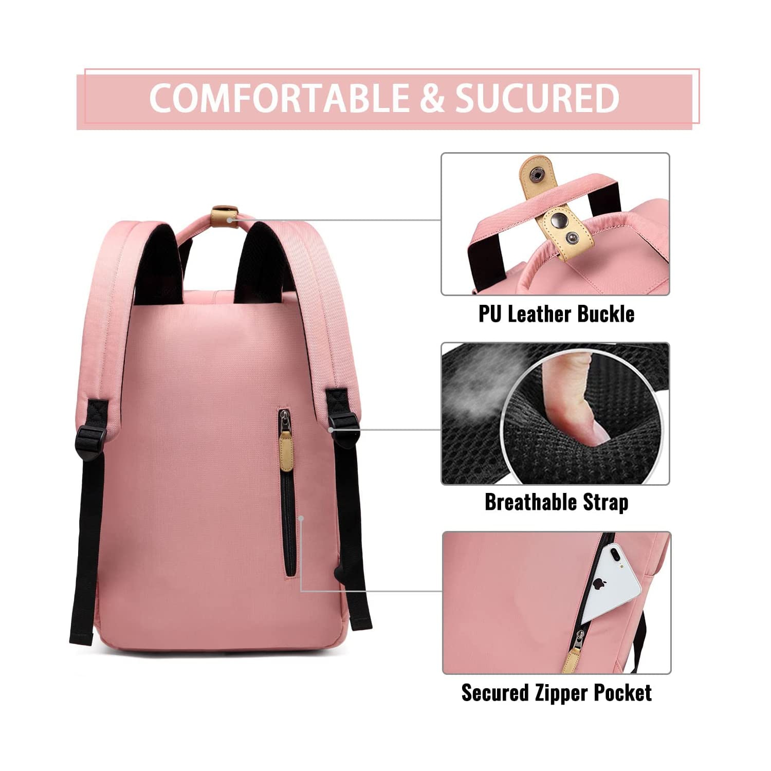 Sac à dos pour portable, 15.6 po, sac à dos scolaire résistant à l’eau, porte-livre, sac à dos décontracté pour