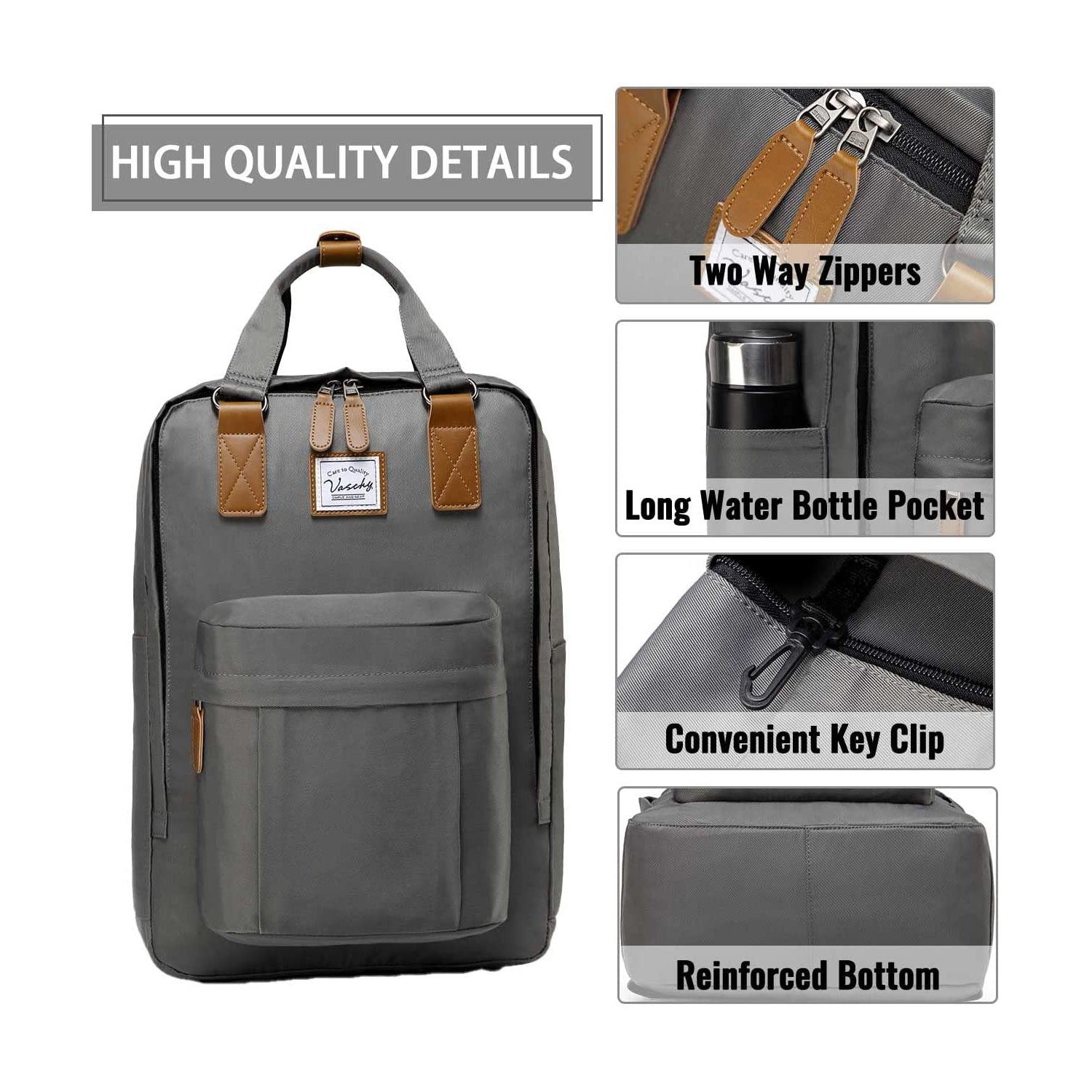 Laptop Backpack for Women,15.6 Inch Water Resistant College School Backpack Bookbag Casual Daypack for Teacher/Teen Girls/Business/Travel Gray