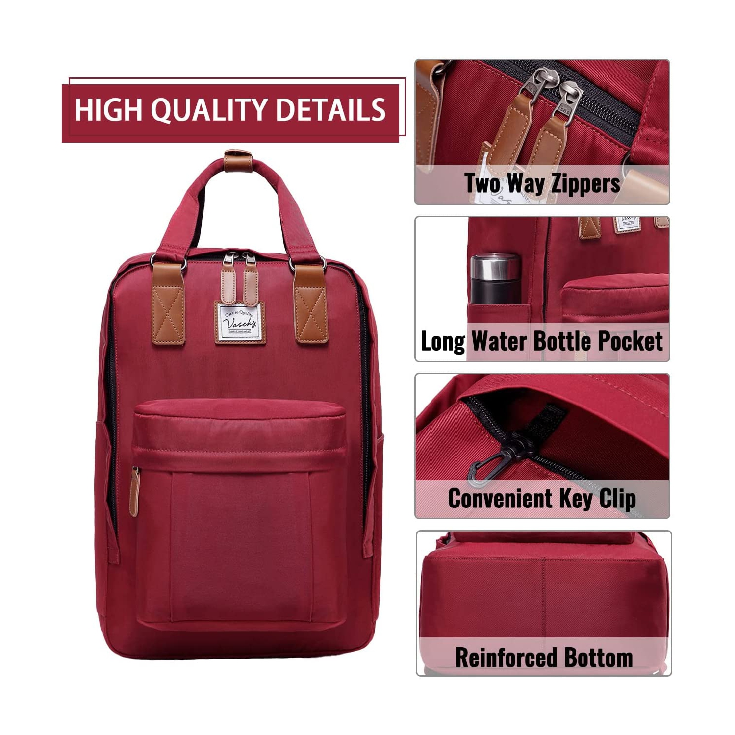 Laptop Backpack for Women,15.6 Inch Water Resistant College School Backpack Bookbag Casual Daypack for Teacher/Teen Girls/Business/Travel Red