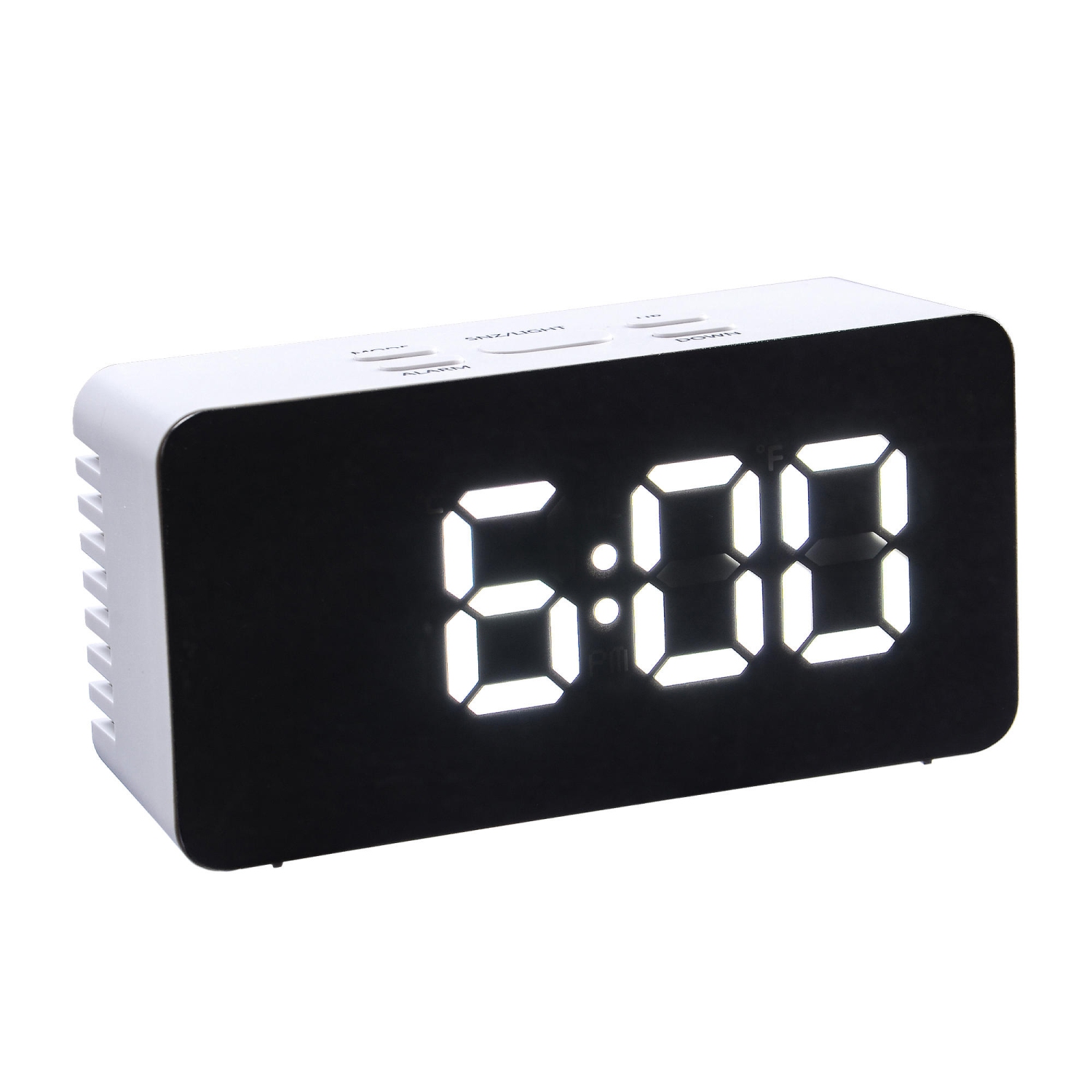 Creative Digital Mirror Alarm Clocks Support USB Charger and batteries power supply With Night Mode - White