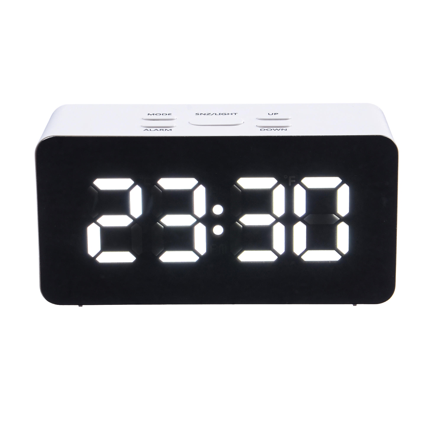 Creative Digital Mirror Alarm Clocks Support USB Charger and batteries power supply With Night Mode - White