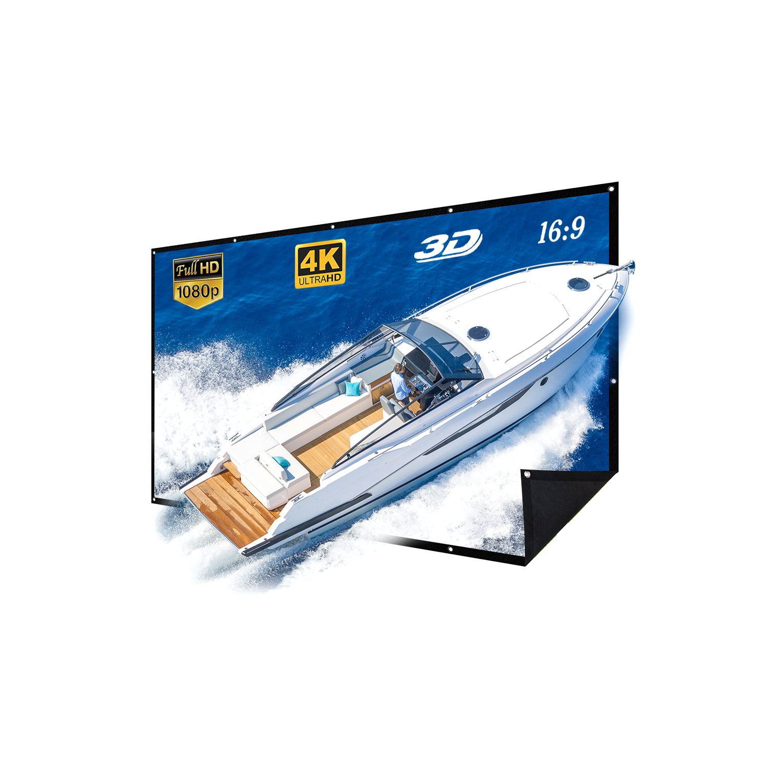 NIERBO Double Layer Projector Screen 150inch(337x194cm) 16:9 Portable Projection Movie Screen 3D with No Light Transmission for Home Theater Outdoor Indoor with Nails