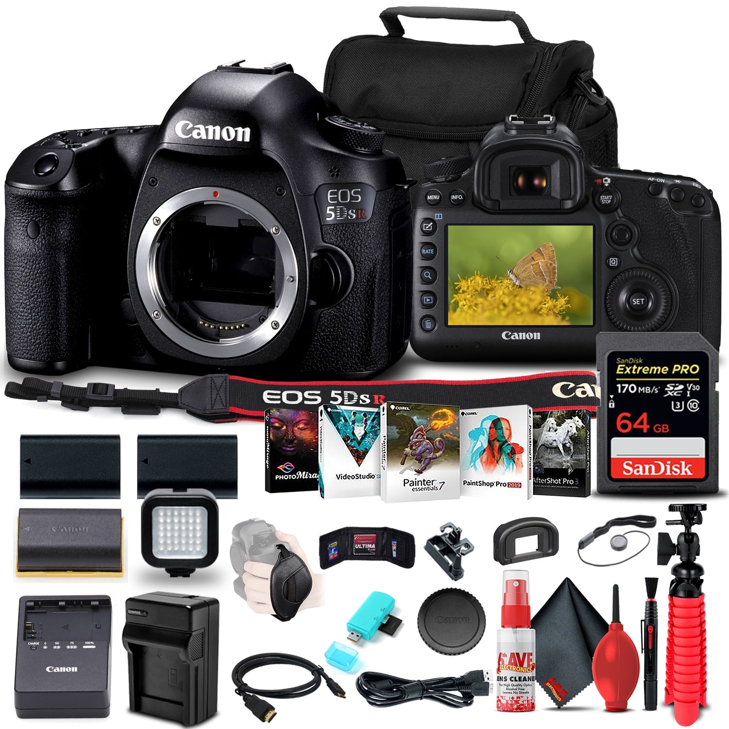Canon EOS 5DS R DSLR Camera (0582C002) + 64GB Card + More Bundle