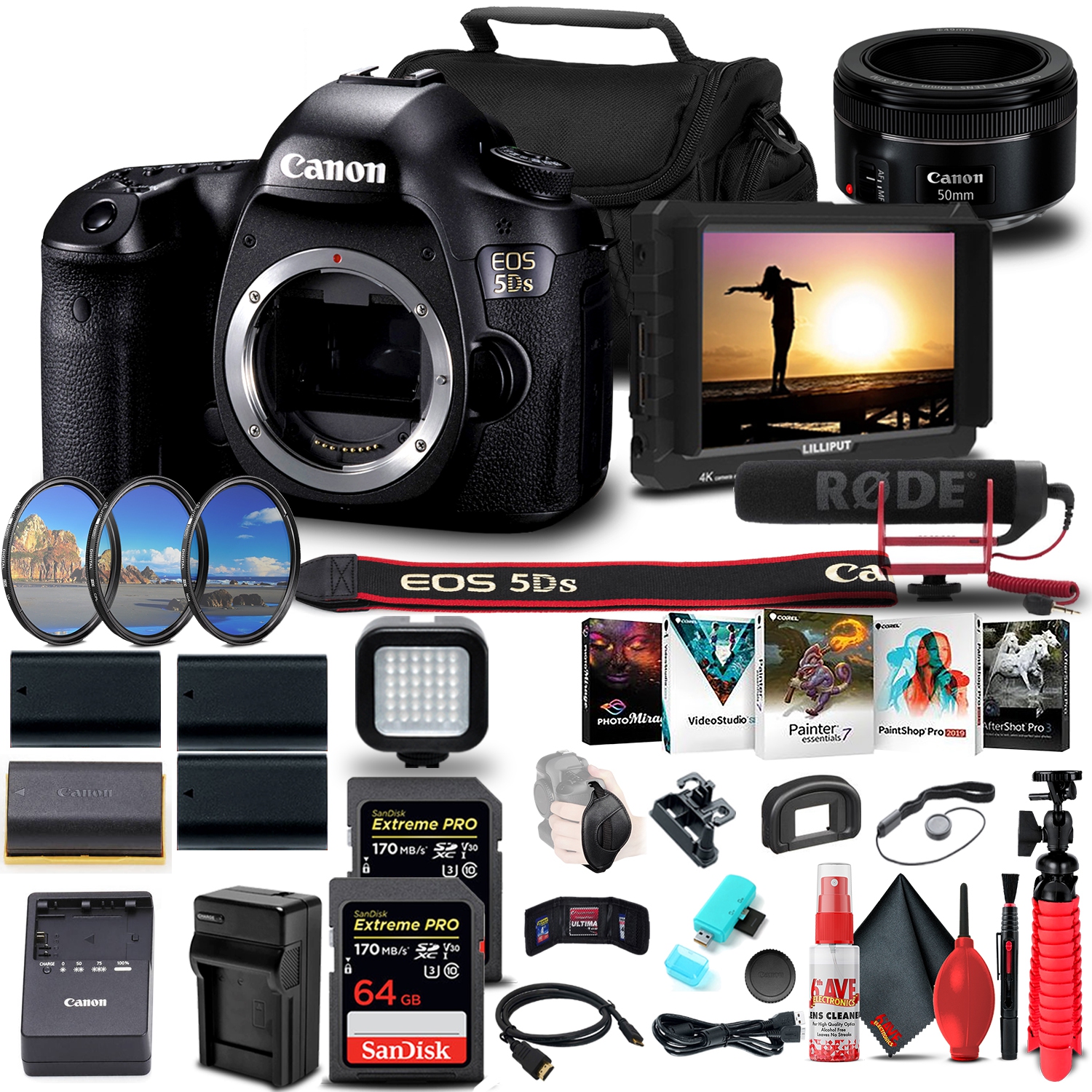 Canon EOS 5DS DSLR Camera + 4K Monitor + Canon Lens + More Bundle