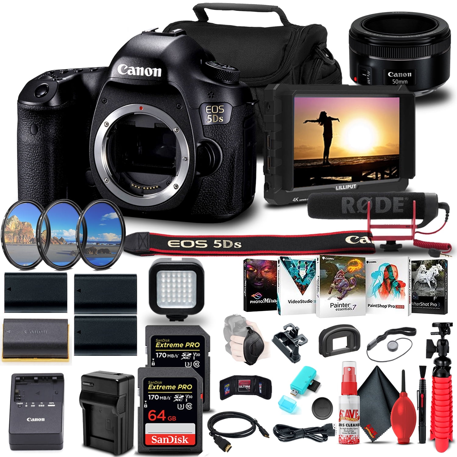 Canon EOS 5DS DSLR Camera + 4K Monitor + Canon Lens + More Bundle