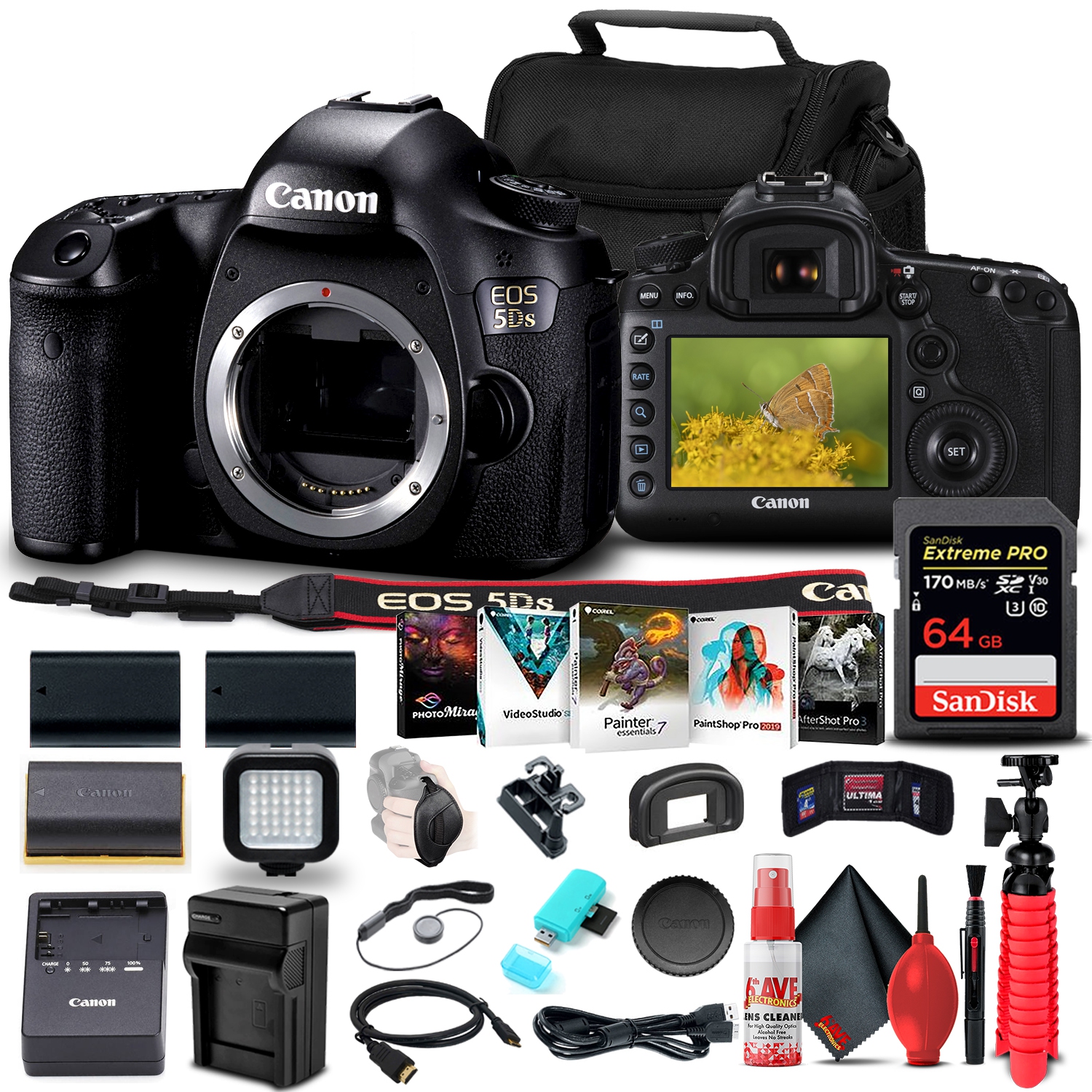 Canon EOS 5DS DSLR Camera (0581C002) + 64GB Card + More Bundle