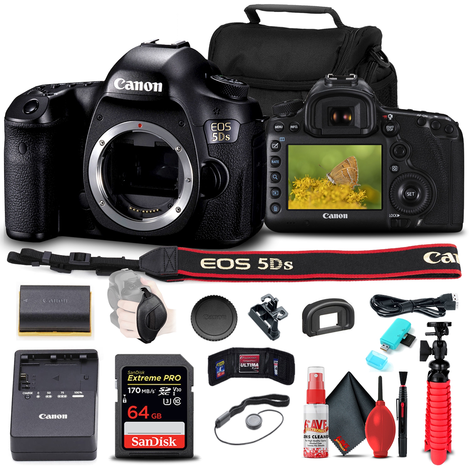 Canon EOS 5DS DSLR Camera (0581C002) + 64GB Memory Card Basic Bundle