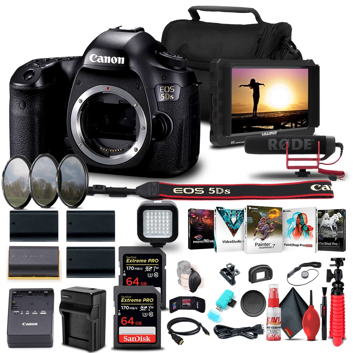 Canon EOS 5DS DSLR Camera + 4K Monitor + Pro Mic + More Bundle