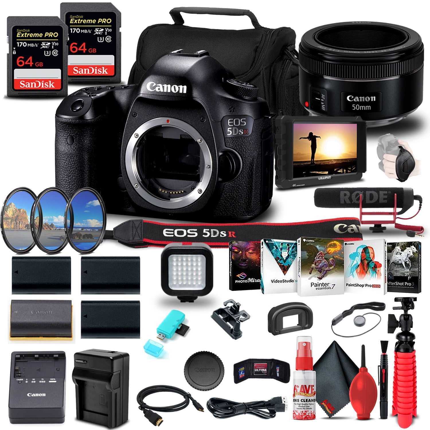 Canon EOS 5DS R DSLR Camera (0582C002) + 4K Monitor + More Bundle