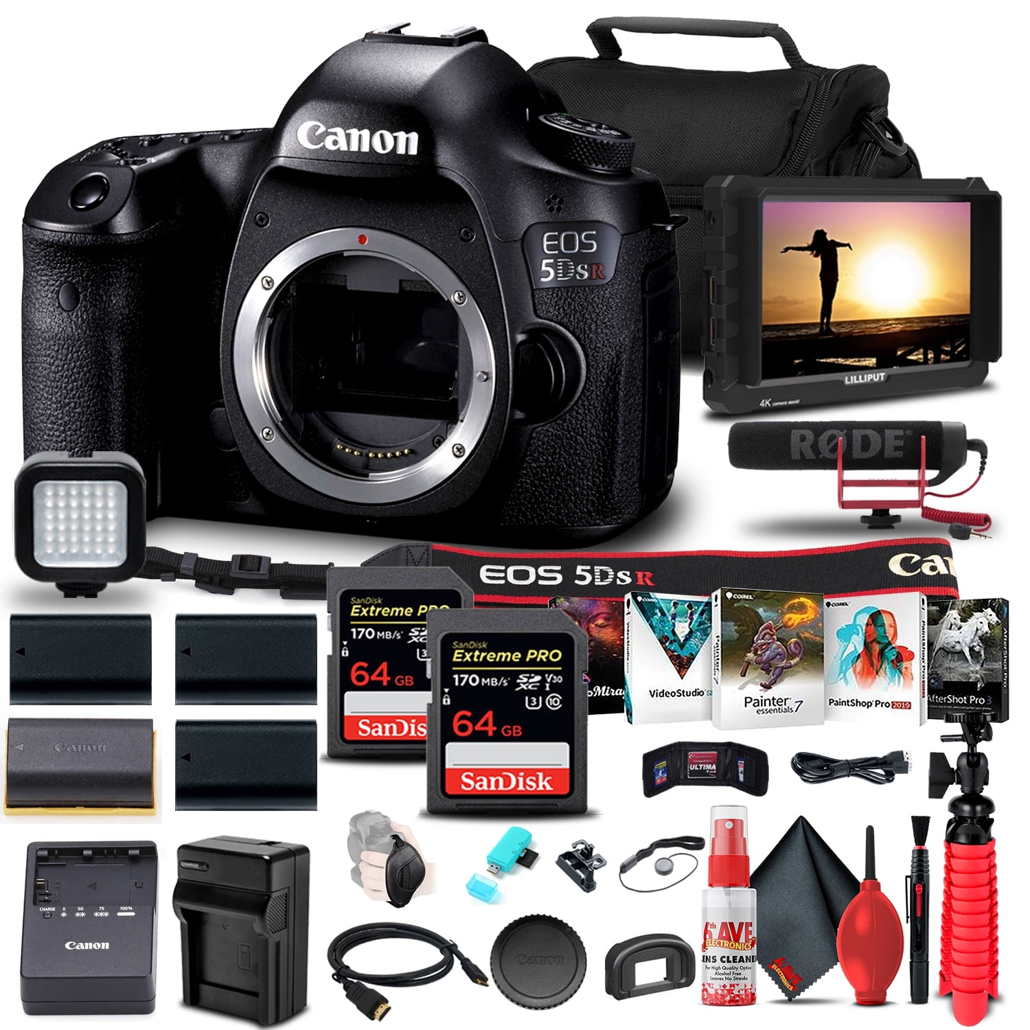 Canon EOS 5DS R DSLR Camera (0582C002) + 4K Monitor + Mic + More Bundle