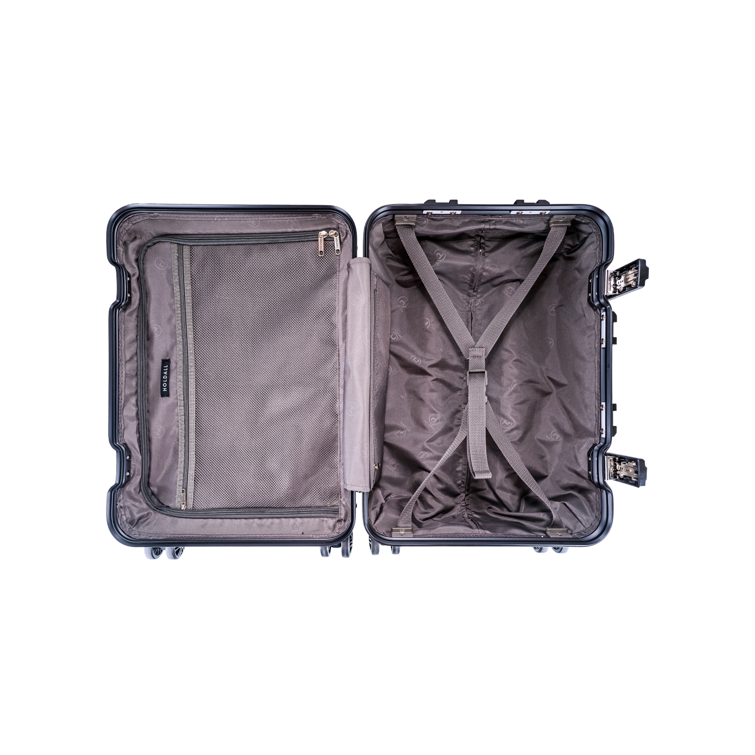 Valise de cabine à cadre en aluminium de la collection Thalia de Holdall, noir minuit