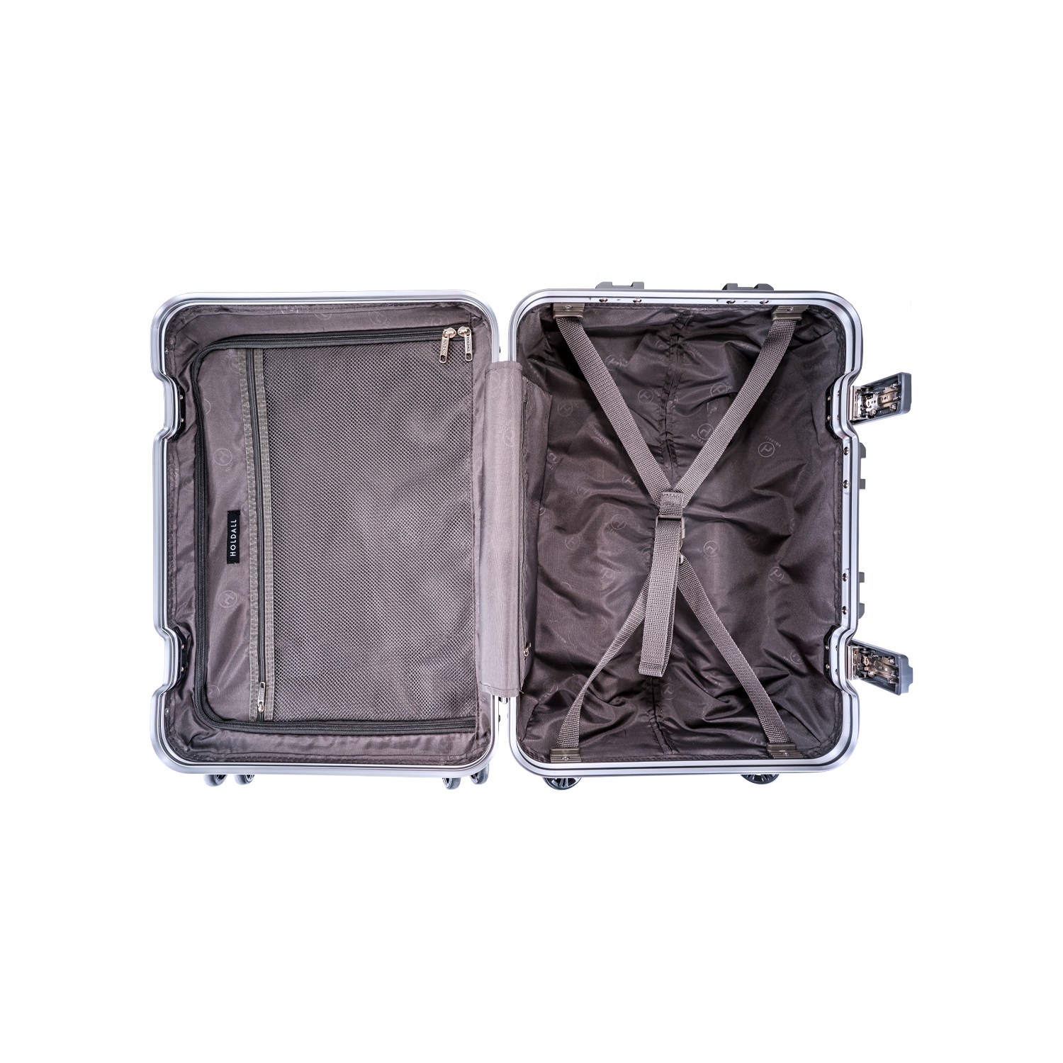 Valise moyenne de 24 po à cadre en aluminium de la collection Thalia de Holdall, gris frais