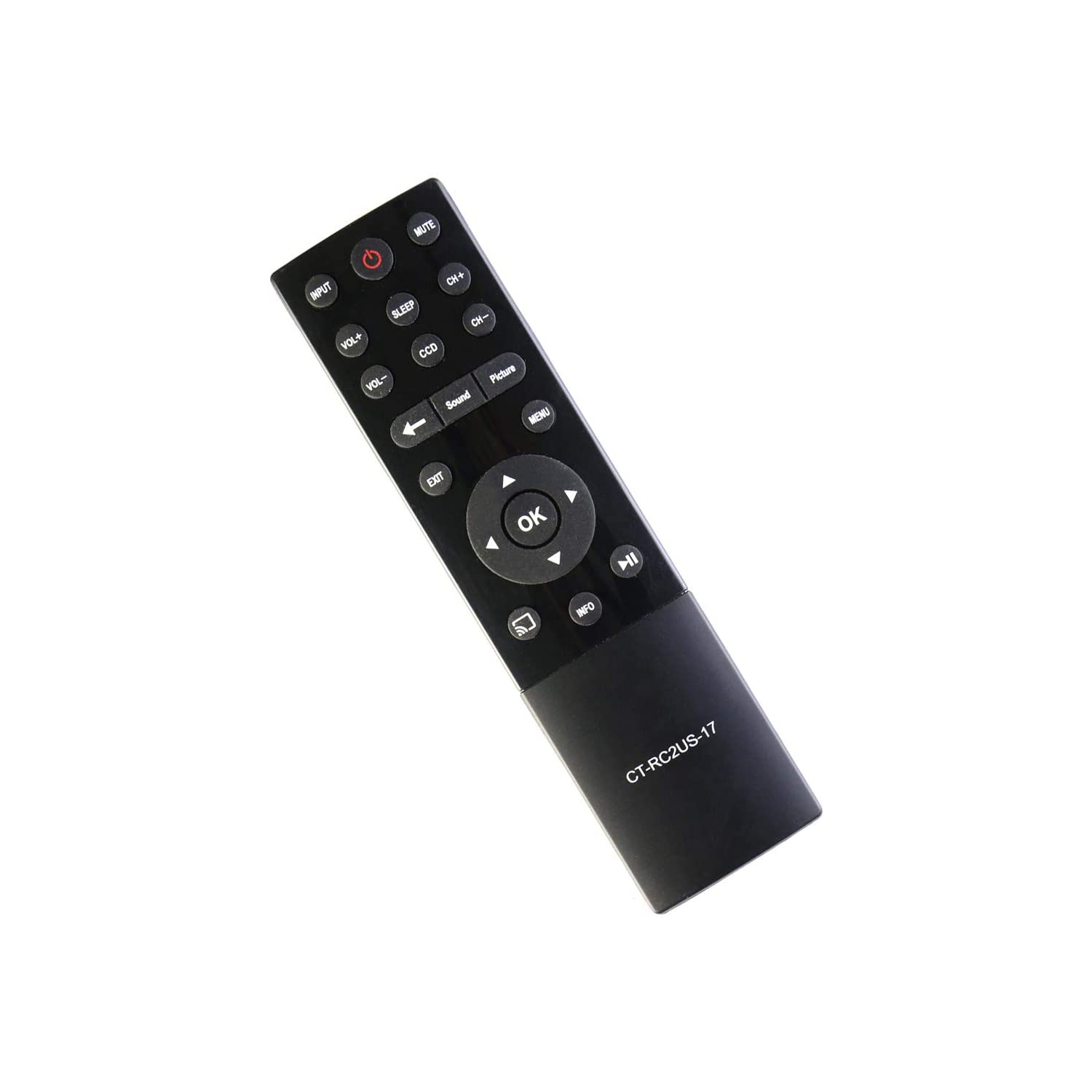 CT-RC2US-17 Télécommande de rechange CTRC2US17 applicable aux téléviseurs DEL de Toshiba 55L621U 49L621U 49L621U 43L621U 65L621U 65L621U 55L421U