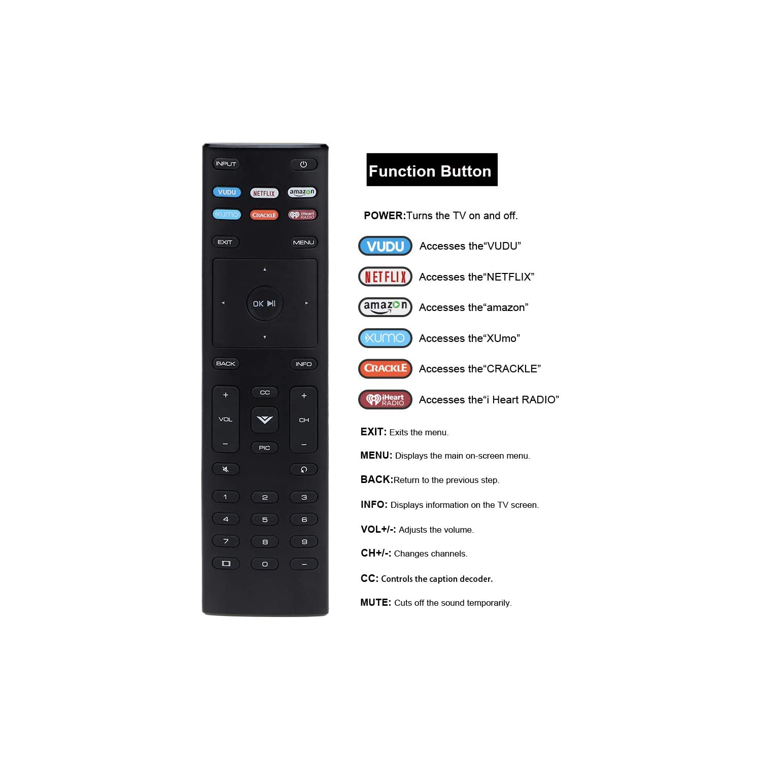 XRT136 Remote Control Replacement fit for Vizio Smart TV D24f-F1 D32f-F1 D43f-F1 D50f-F1 E43-E2 E60-E3 E75-E1