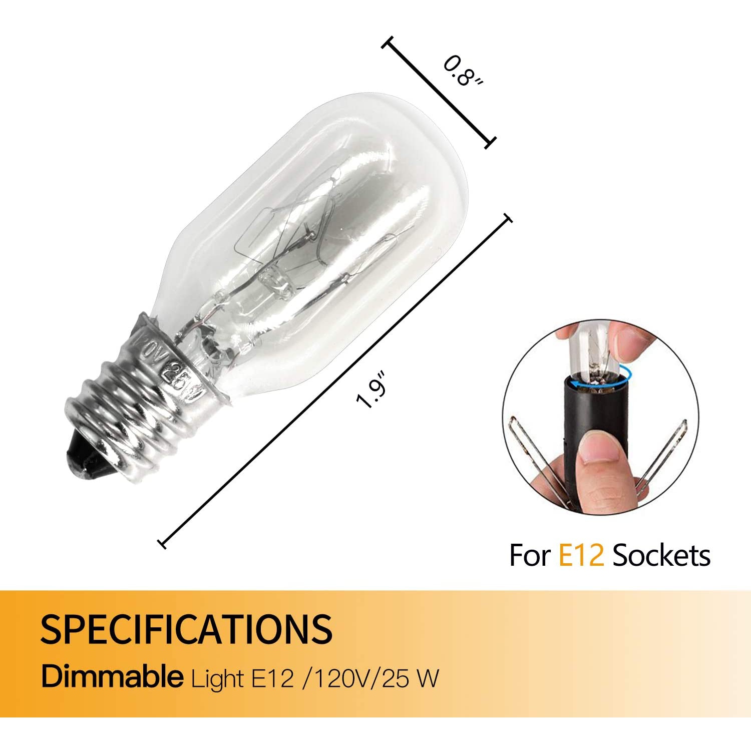 [Original Replacement] ampoule incandescente longue durée de 25 W à intensité réglable E12 à culot candélabre - valeur
