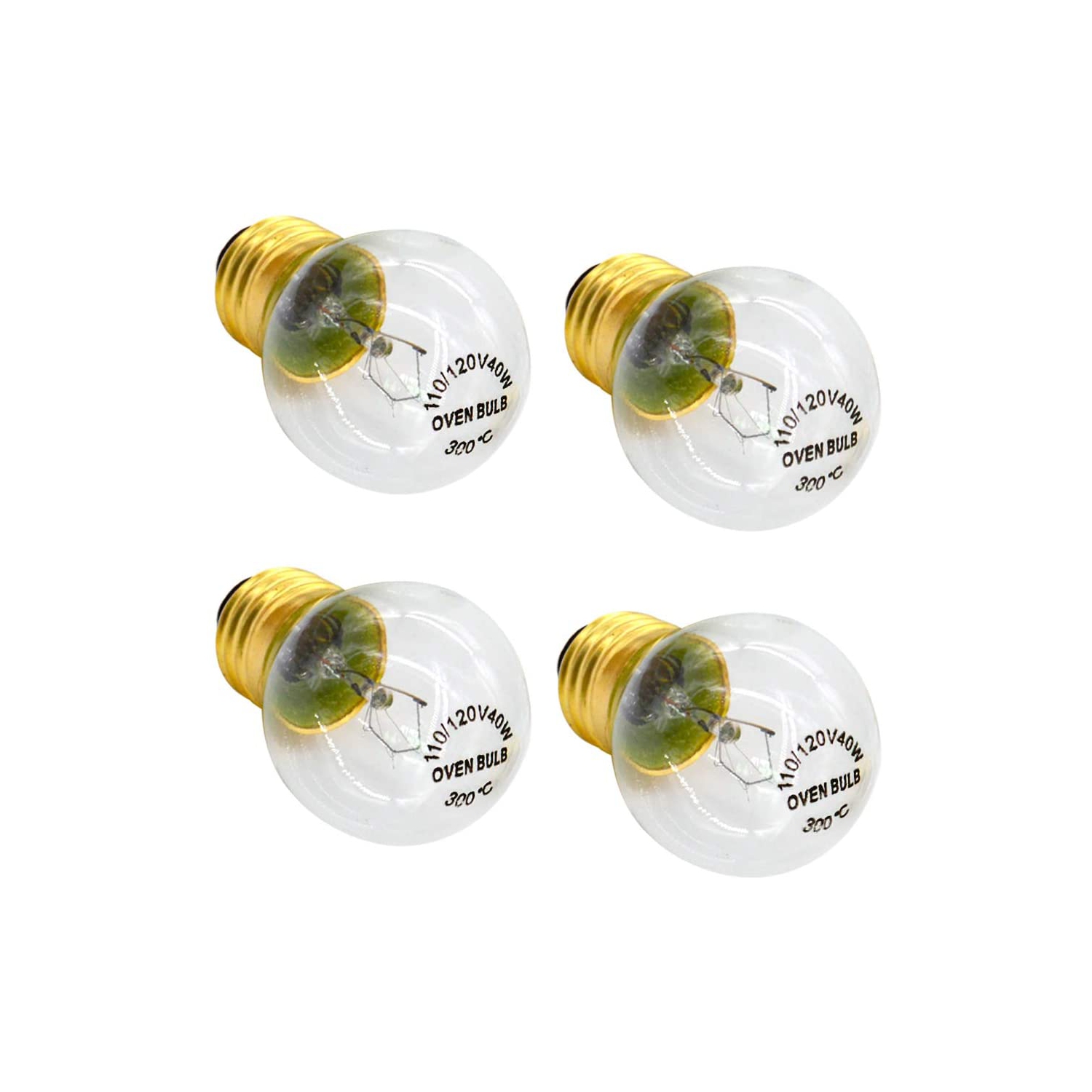 Appliance Oven Refrigerator Bulbs,G45 120 Volt 40 Watt Oven Bulb,High Temperature 300 Degree Resistant Incandescent