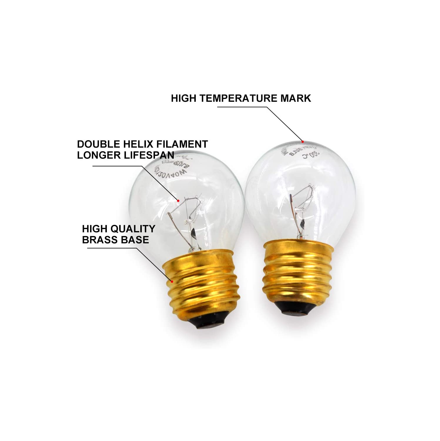 Appliance Oven Refrigerator Bulbs,G45 120 Volt 40 Watt Oven Bulb,High Temperature 300 Degree Resistant Incandescent