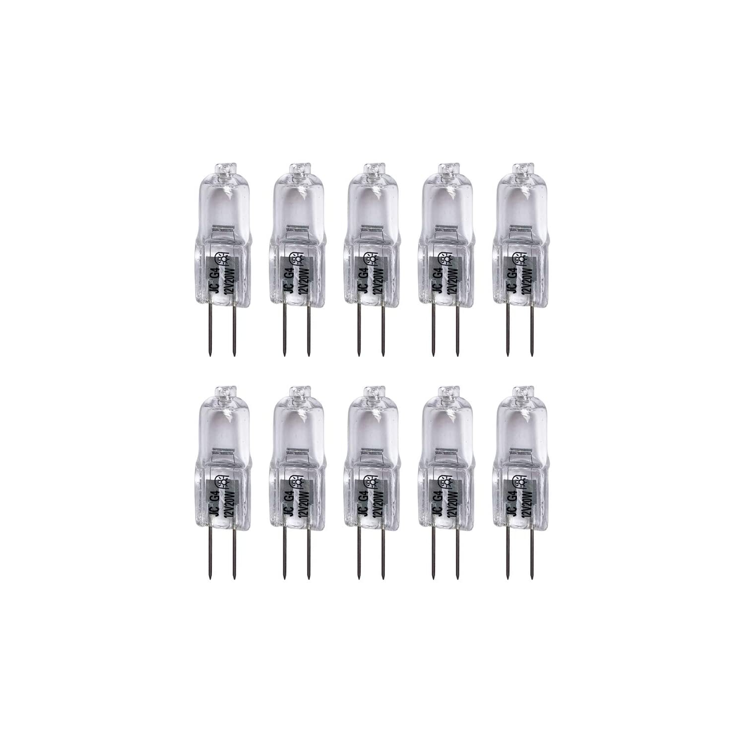 Ampoule halogène G4 JC, 20 W, transparent, T3 JC type, ampoule halogène à deux broches de 12 V, ampoule JC de 20 W (paquet