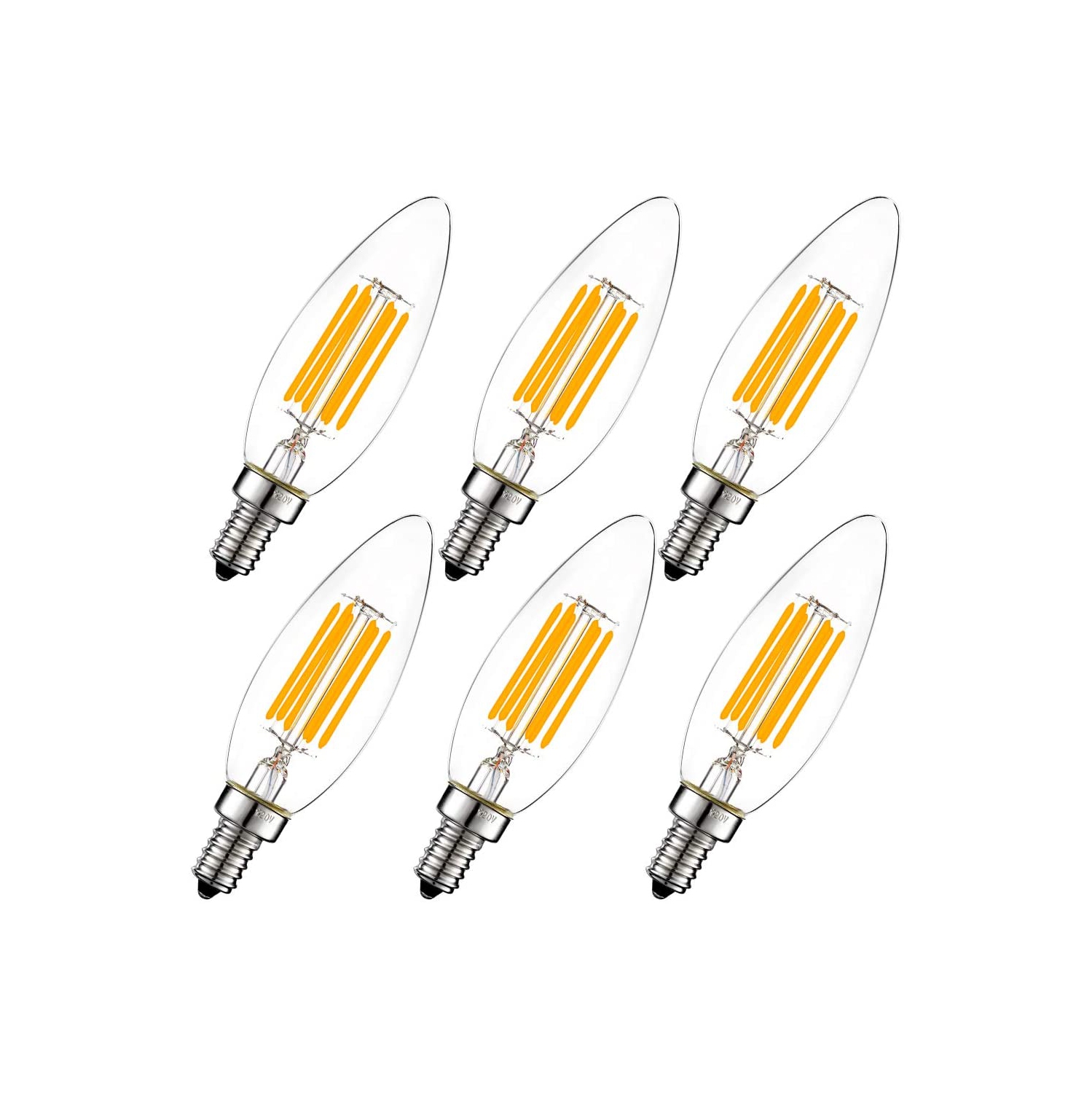 Ampoule DEL B10 à intensité variable 60 W, candélabre, ampoules à DEL blanc chaud 2700k transparent 6 W, ventilateur de plafond a120v