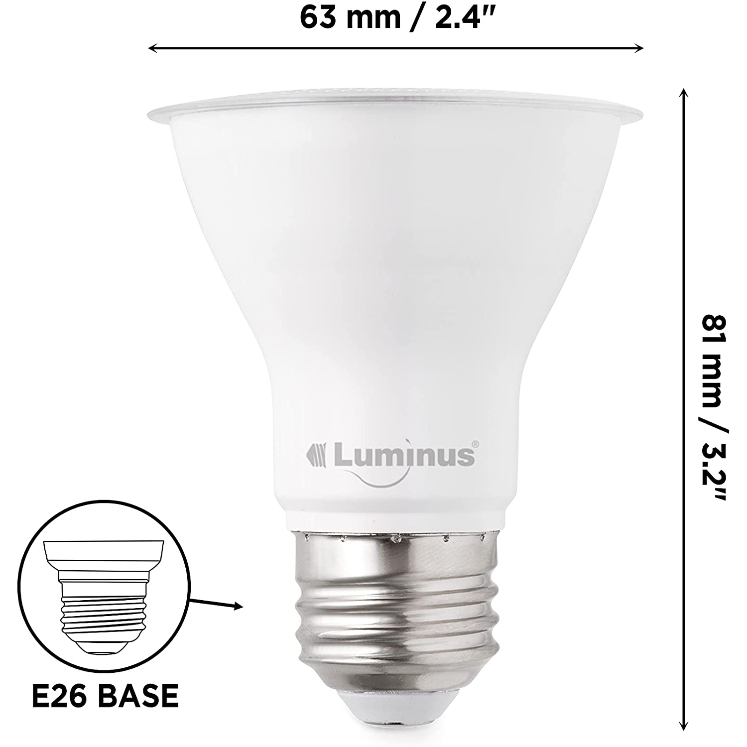 Flood-7W 550 Lumens Daylight 5000K Dimmable Led Light Bulb-6 Pack, Par20, Bright White