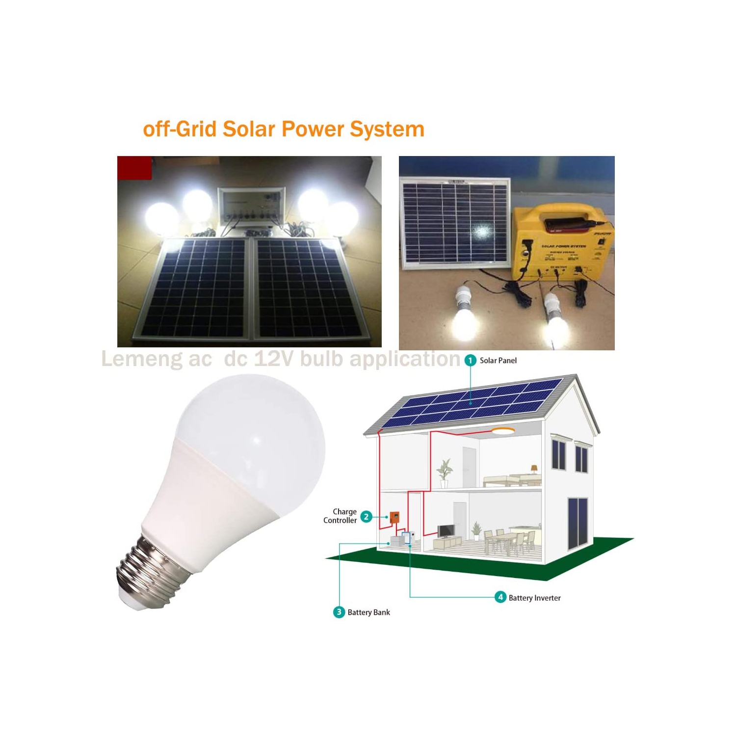 12V LED Bulb E26 7W AC/DC 12Volt Low Voltage Lights 6000K Daylight White 60Watt Equivalent-6 Pack