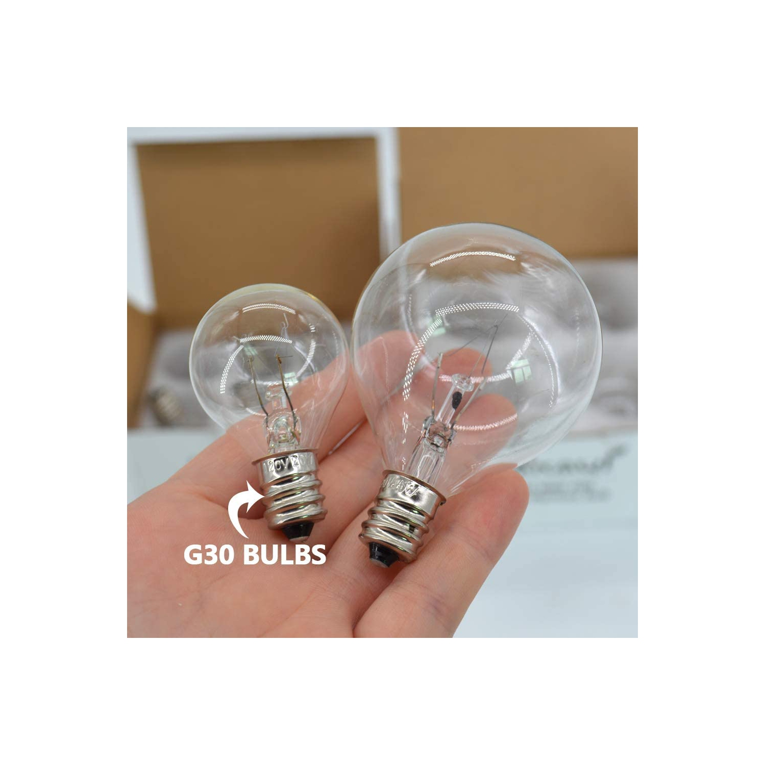 Paquet de 4 ampoules chauffantes en cire, ampoules de 20 watts pour réchauds parfumés de taille moyenne, ampoule incandescente Globe E12 G30,