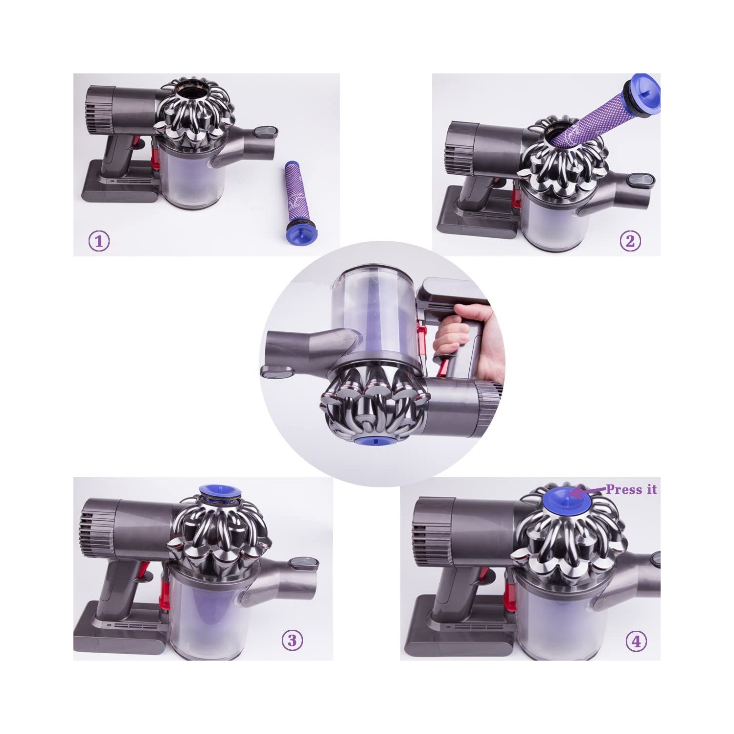 Filter Replacement for V6 V7 V8 DC58 DC59 DC61 DC62,8 Packs Washable Filters Compatible for Filter