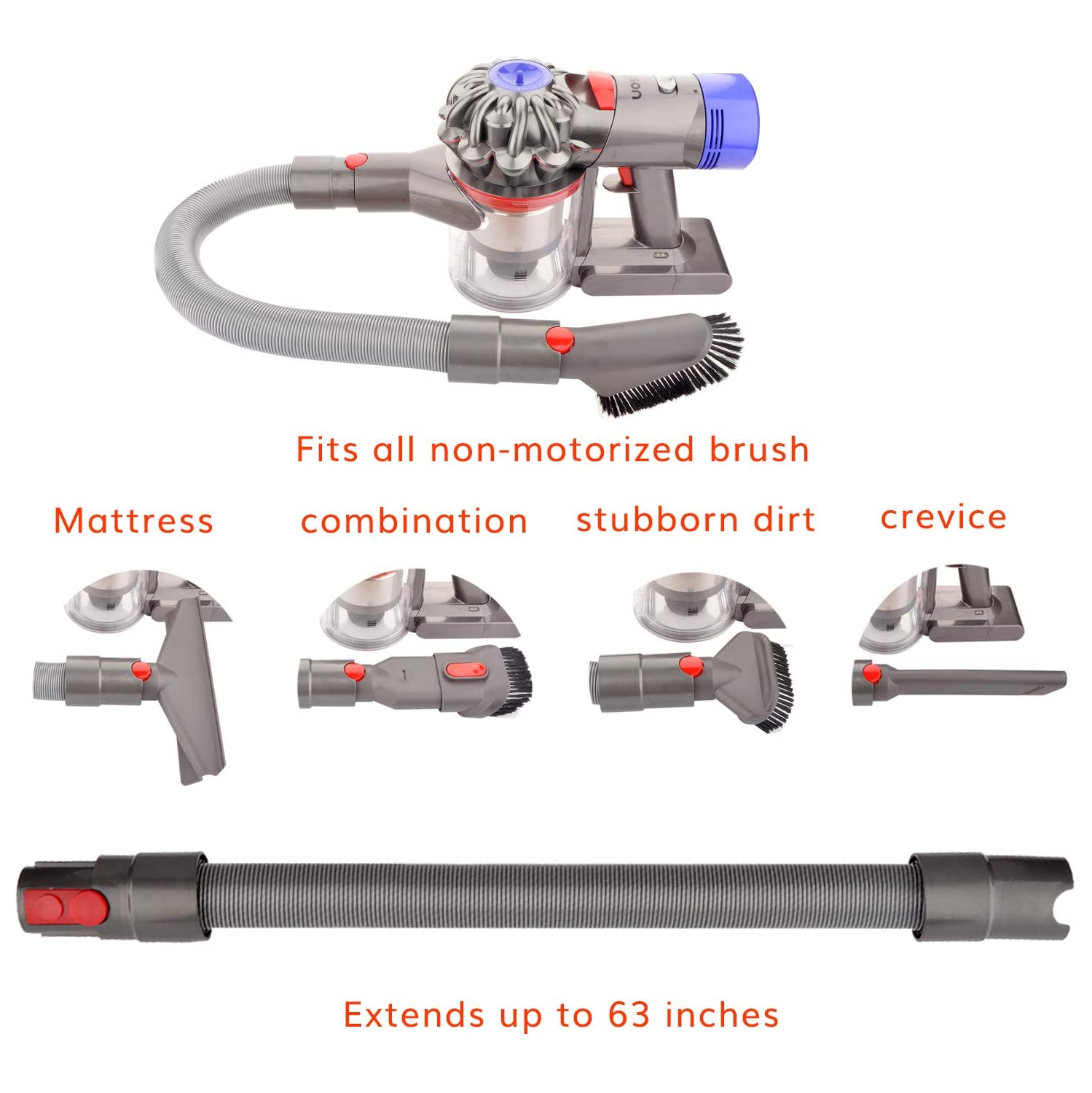 Flexible Extension Hose Attachment for V8 V7 V10 V11 Absolute Animal Trigger Motorhead Cordless Vacuum Cleaner