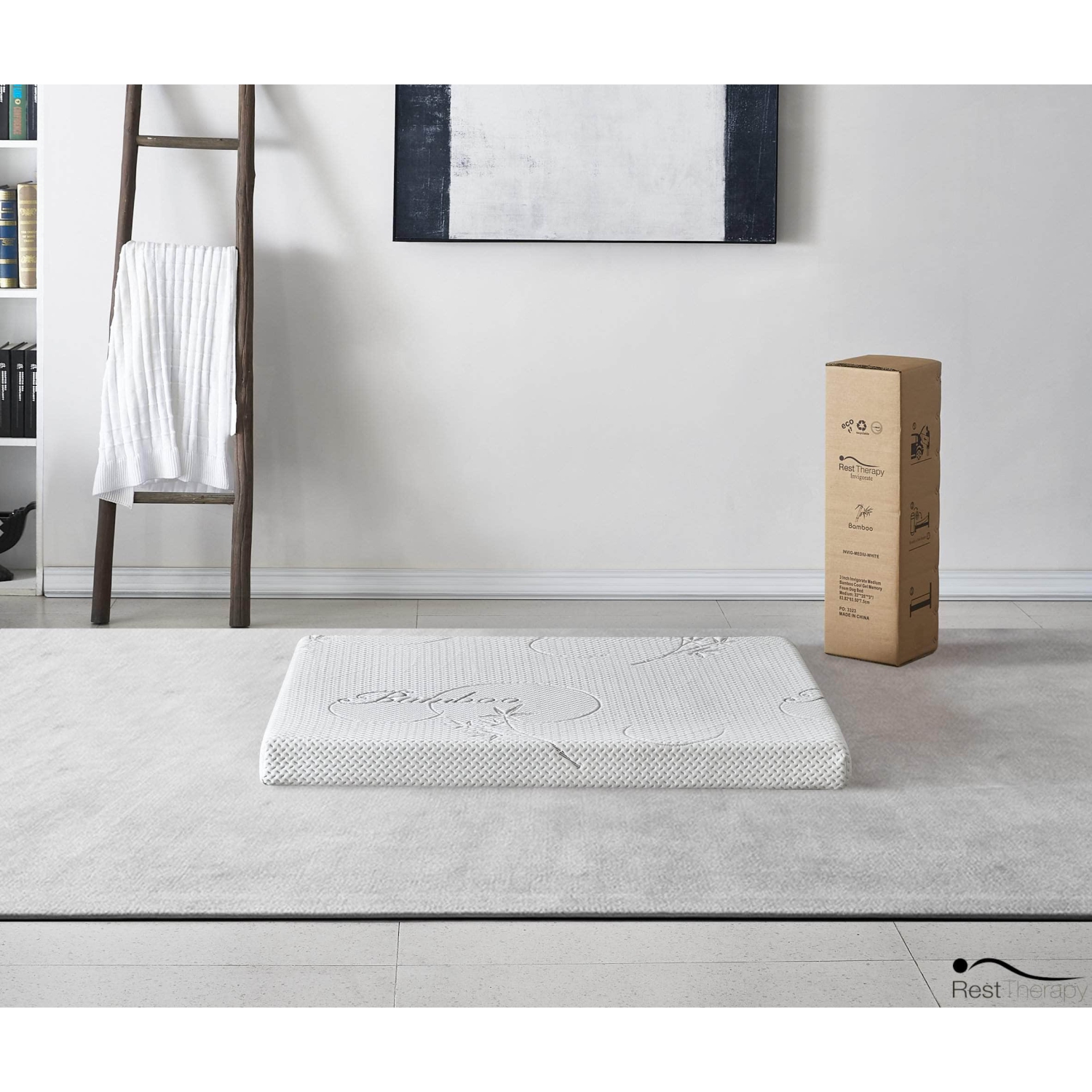 Rest Therapy 3 Inch Invigorate Bamboo Cool Gel Memory Foam Dog or Cat Bed Pet Mattress