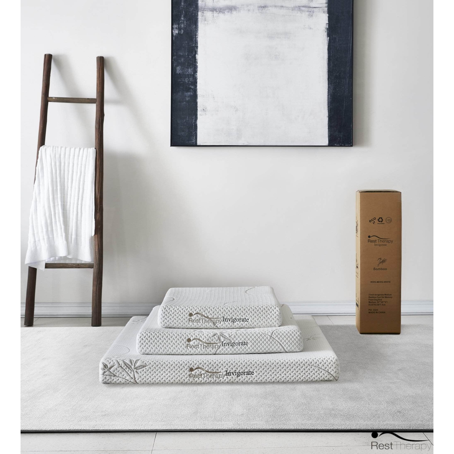 Matelas en mousse à mémoire en gel frais en bambou de 3&nbsp;po Invigorate de Repose Therapy pour chien ou chat